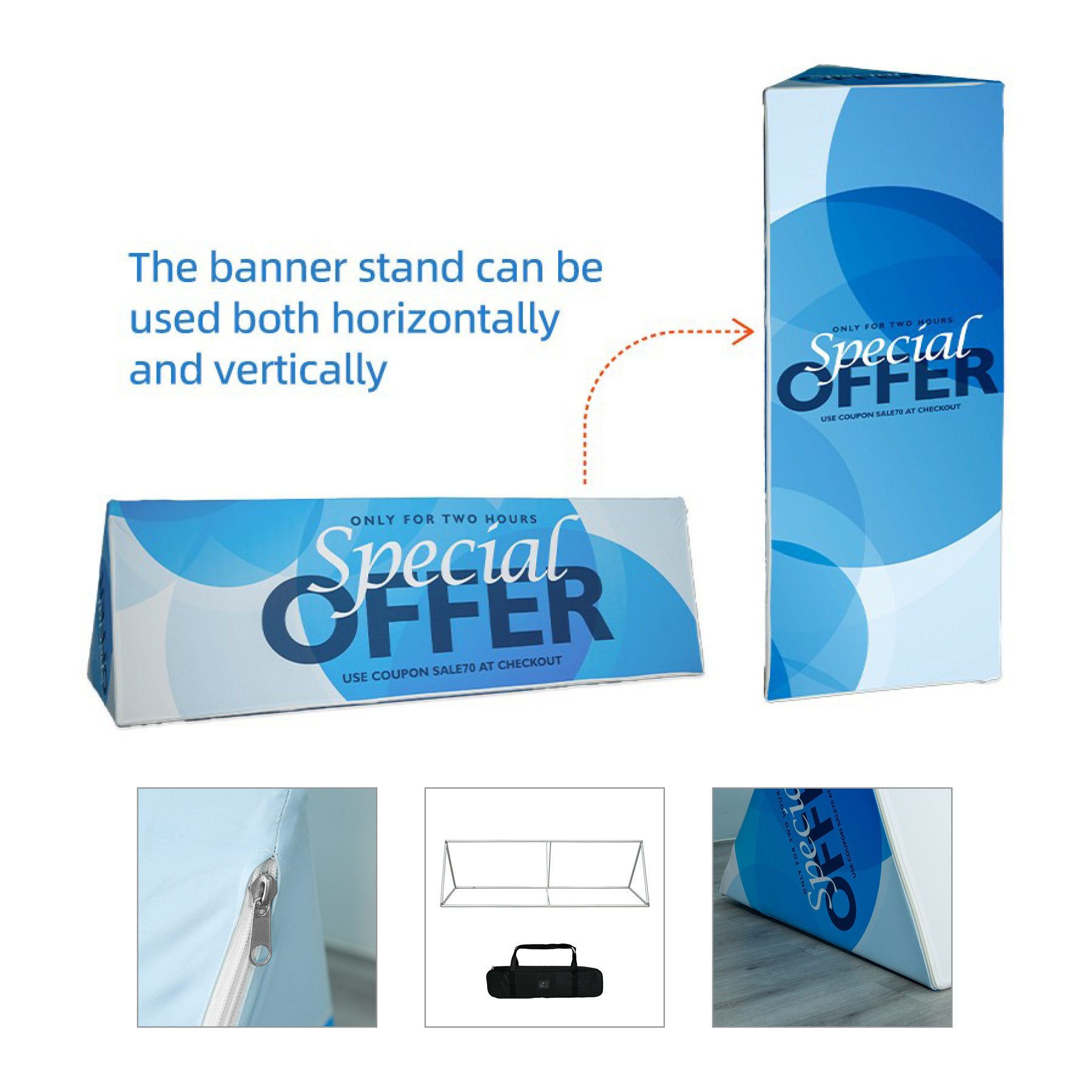 DisplaySplash Triangular Fabric Floor Sign - 78" W x 39" H 9