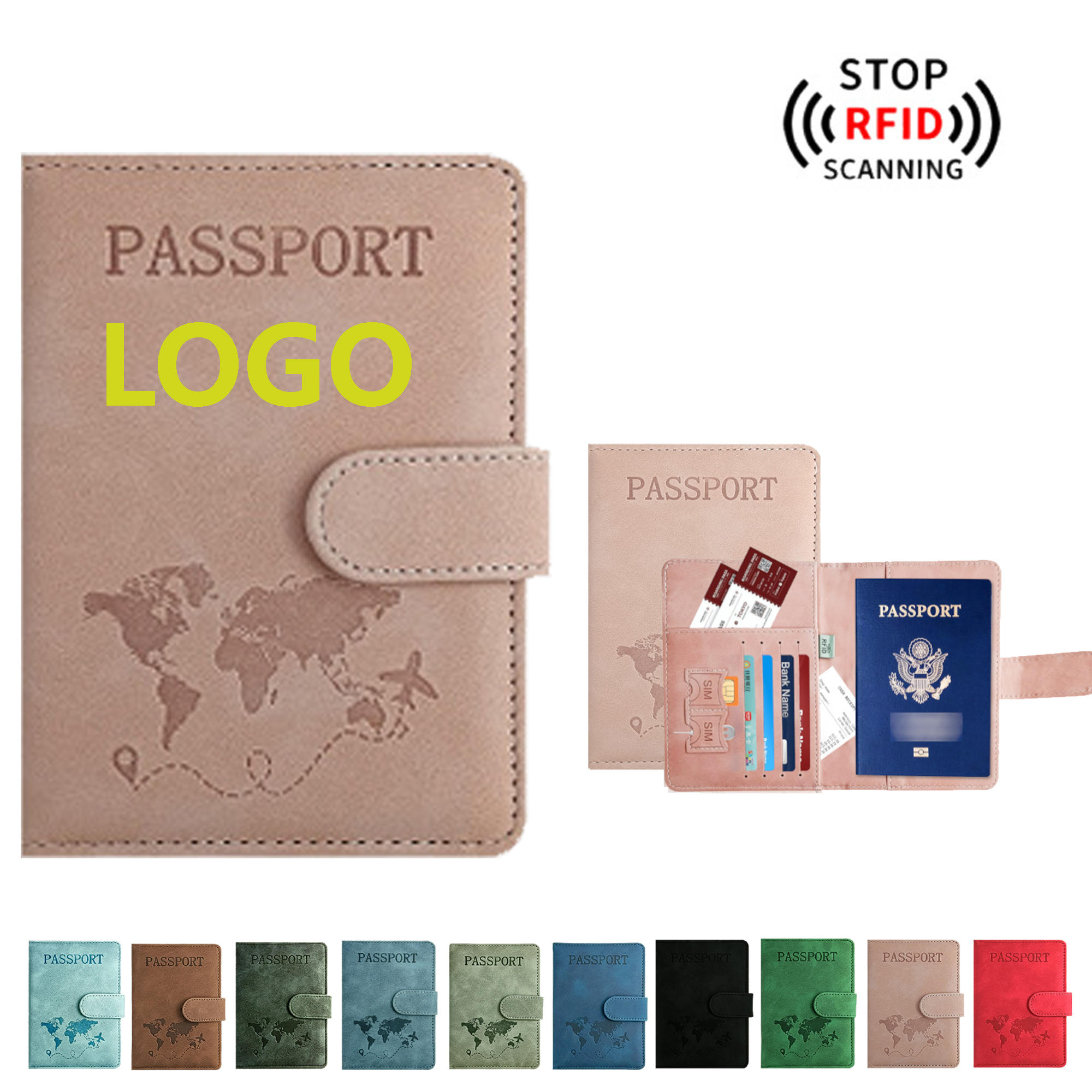 Premium Leather Passport Cover for Travelers - RFID Protection & Ticket Storage with Smart SIM Slots 3