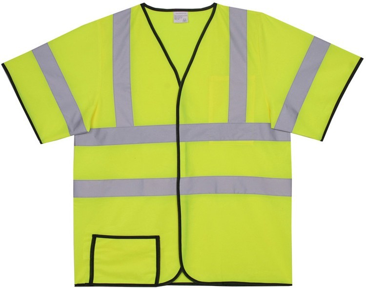 Polyester Yellow Solid Safety Short Sleeve Jersey SV184