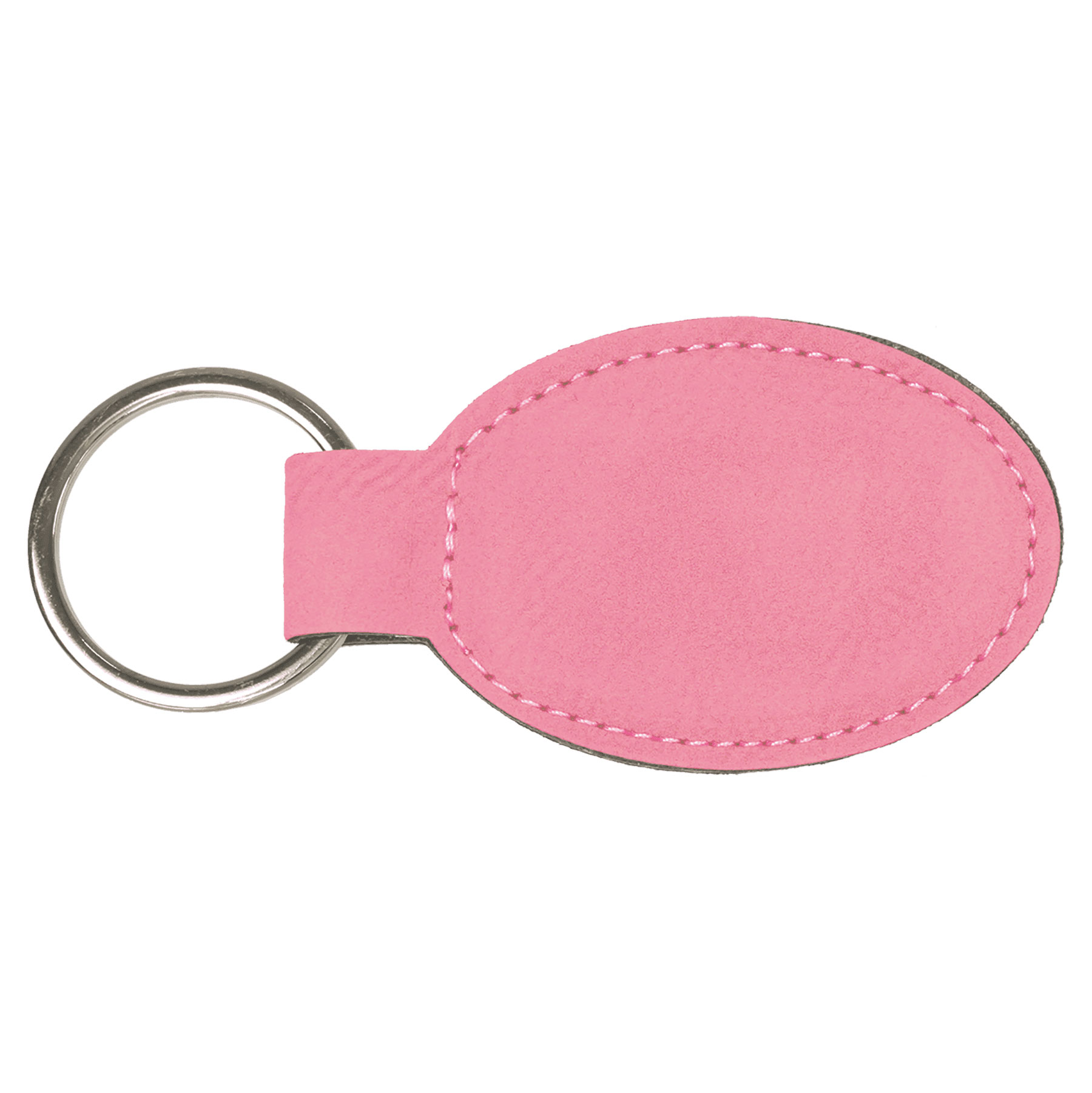 Pink Leatherette Oval Keychain 1