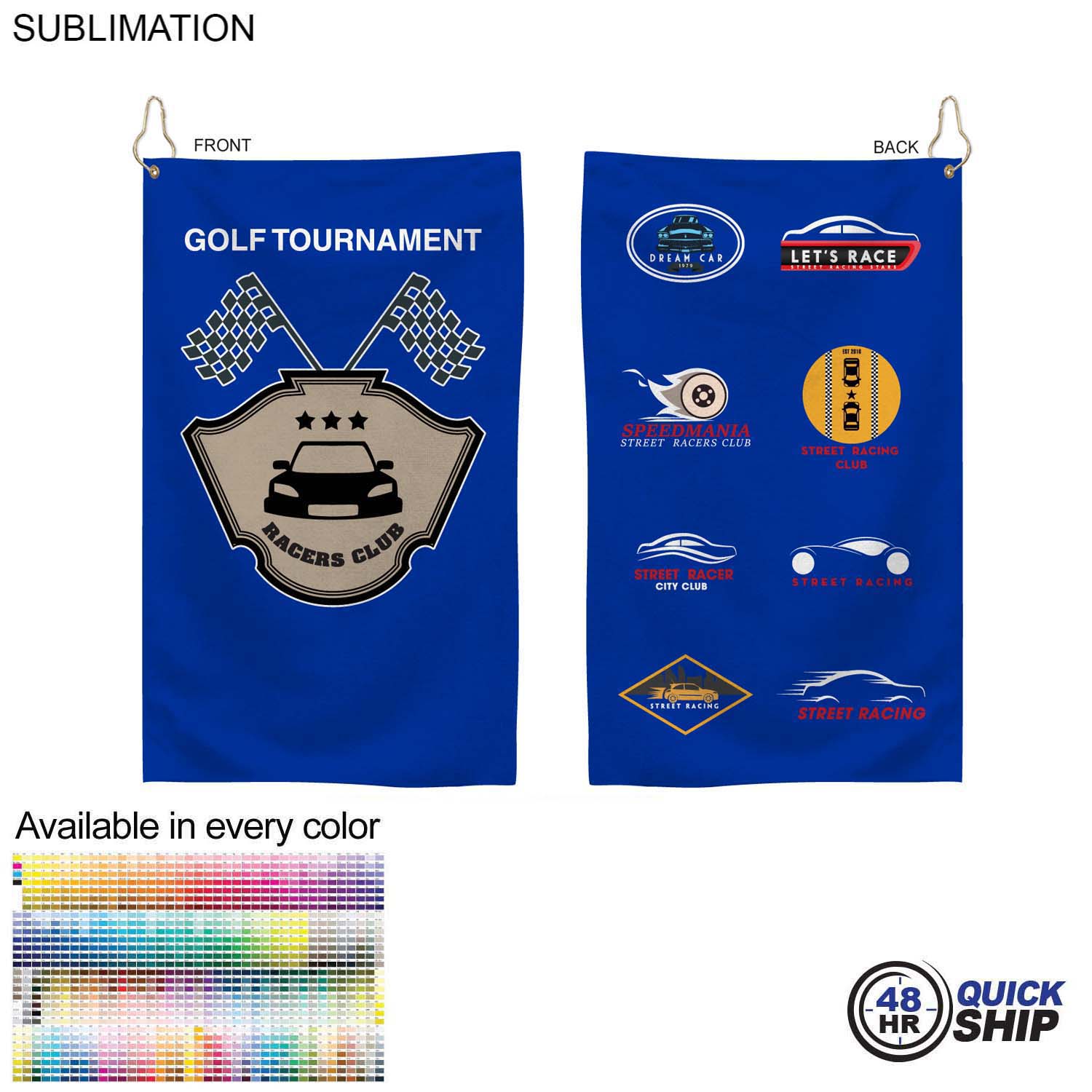 48Hr Quick Ship - Colored Microfiber Dri-Lite Terry Golf Towel, 15x25, Sublimated 2 sides 6