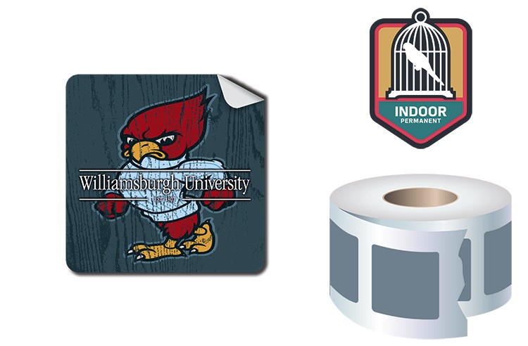 Roll Stickers / Decal - Indoor Permanent - 2x2 Square Shape 2