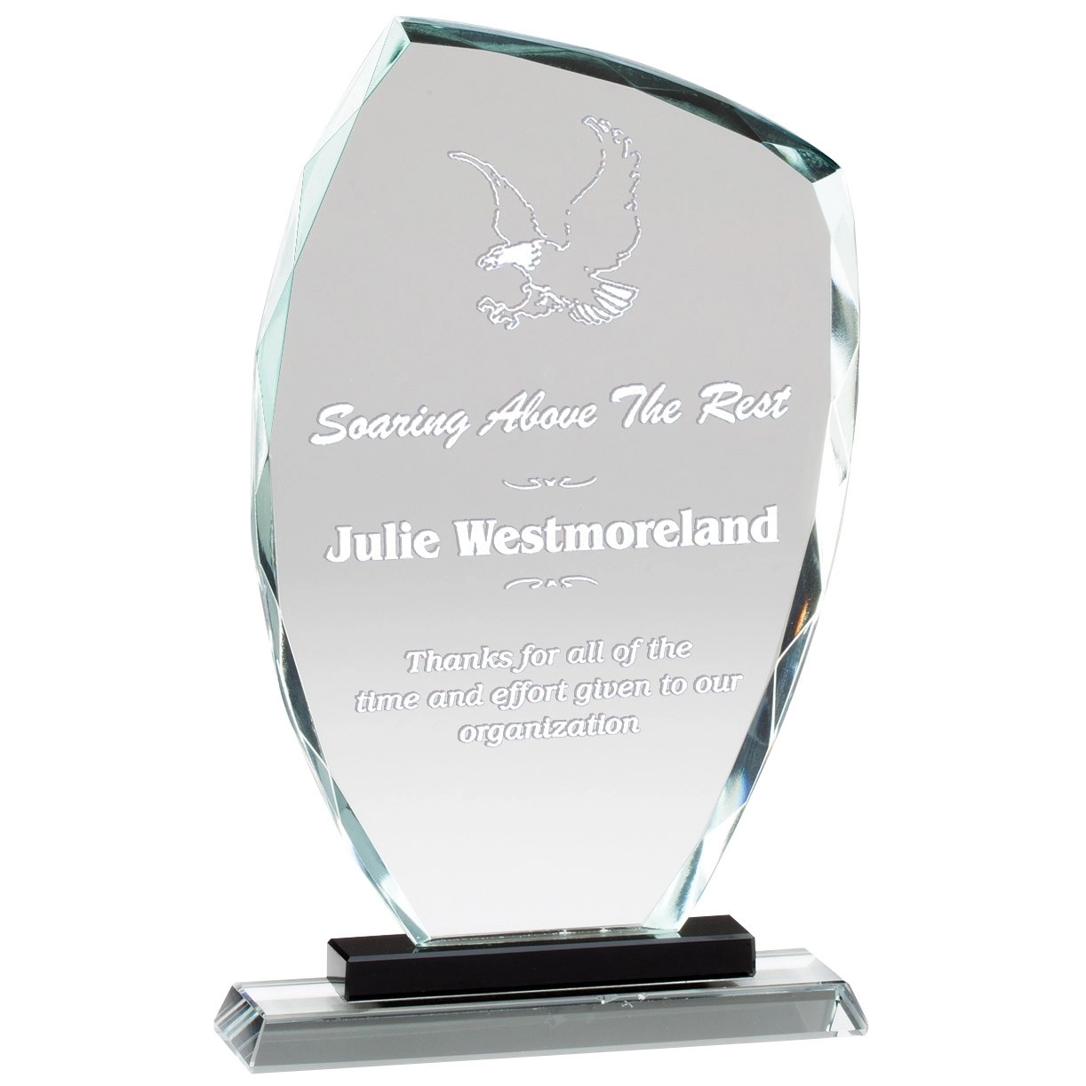 Slant Top Glass Award with Black Riser 2