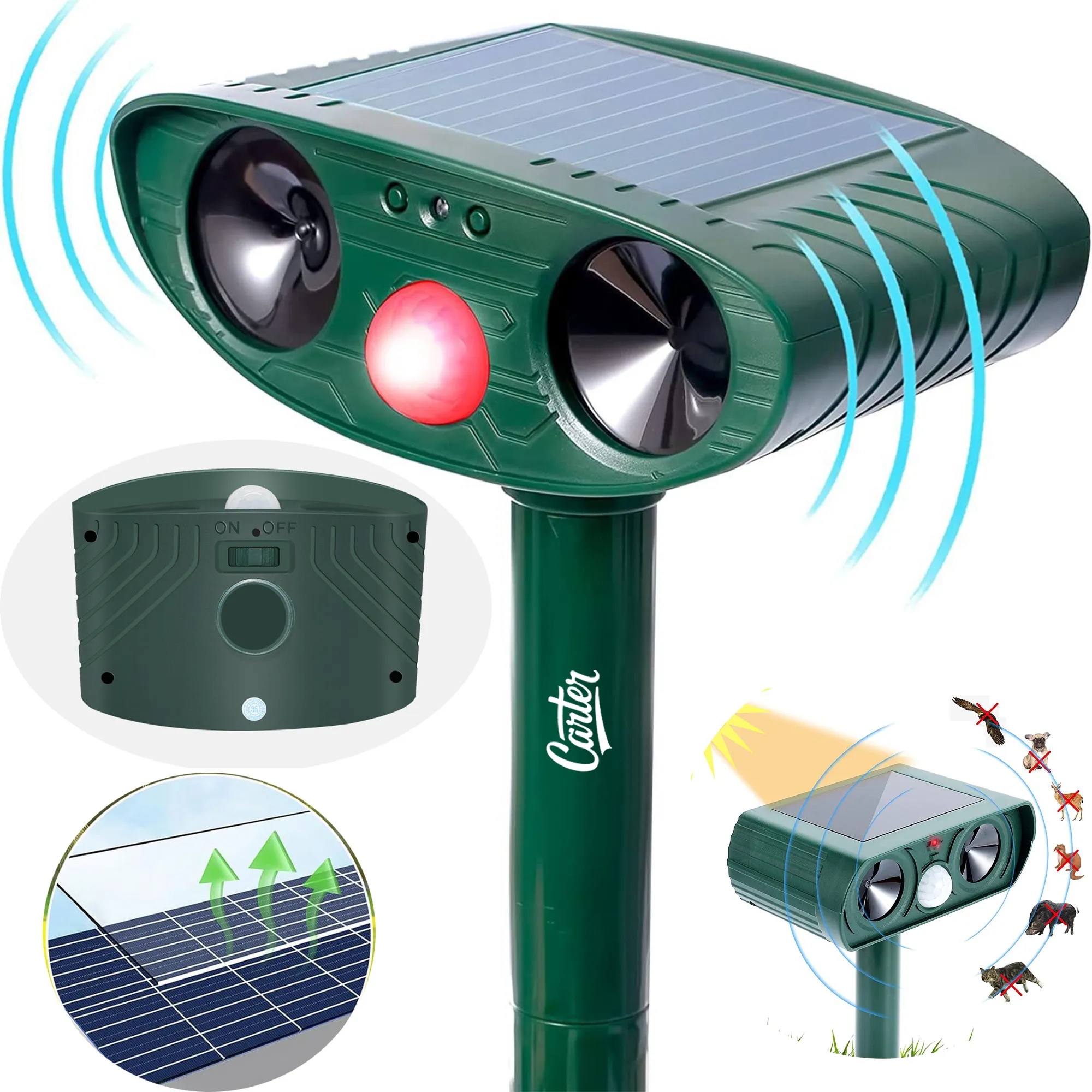 Solar Infrared Induction LED Ultrasonic Animal Repellent