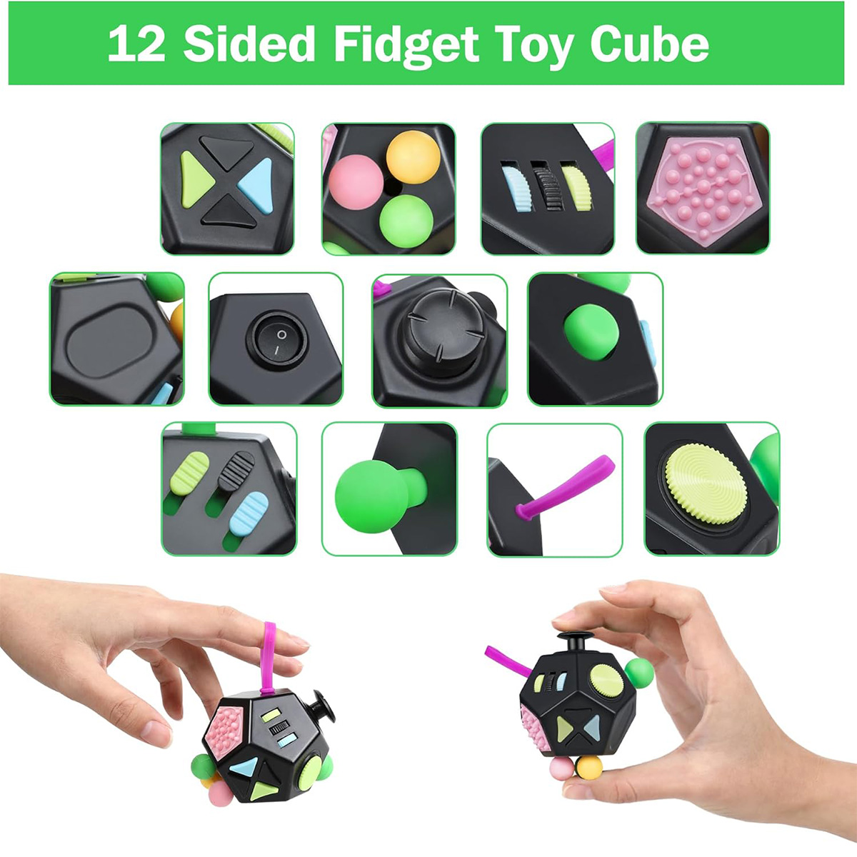 12 sides dodecagon anxiety stress reliever fidget toy cube 3