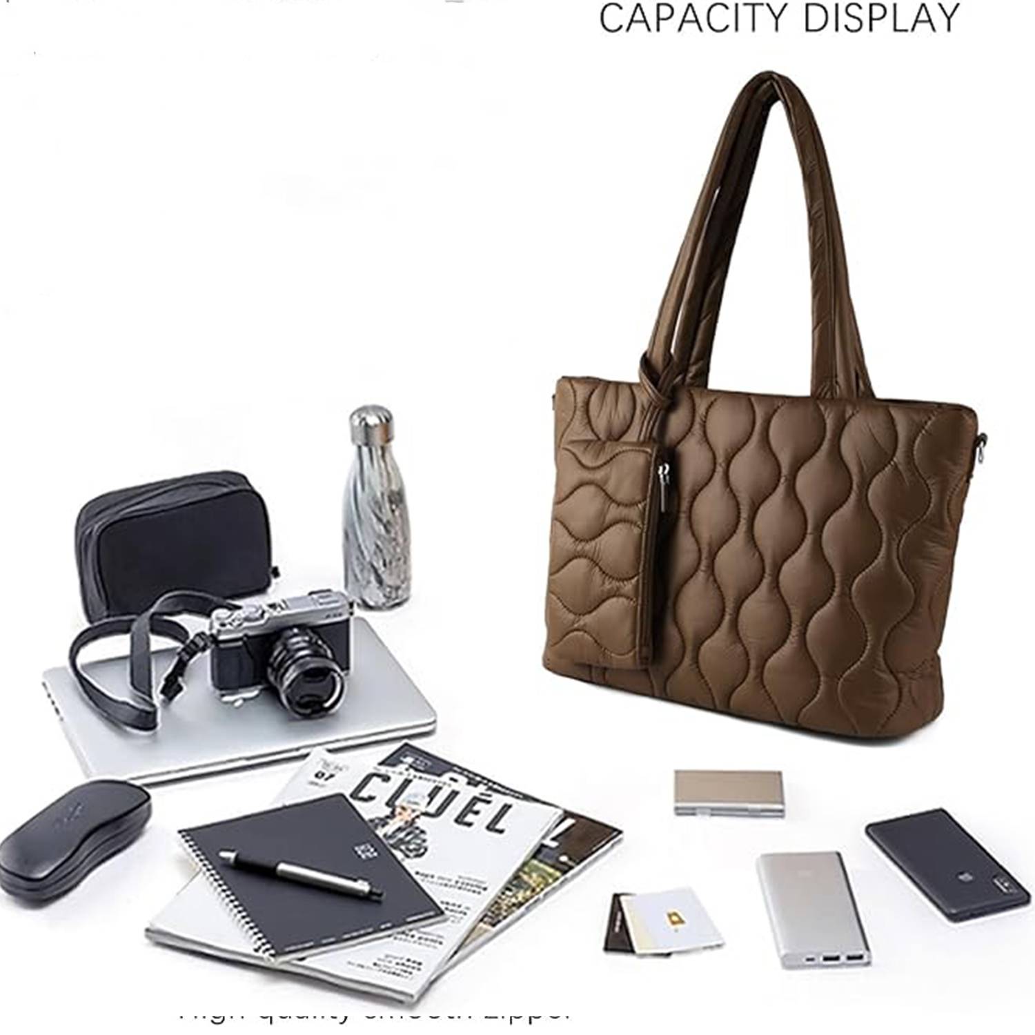 PU Puffer Tote Bag with zipper for Women, custom tote bag with logo imprint 3