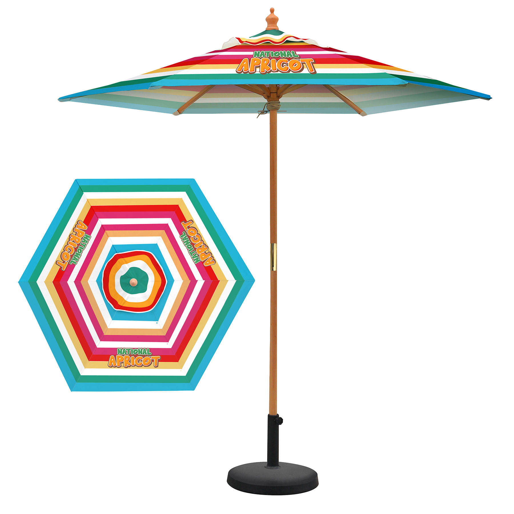 7' Wooden Market Umbrella With Valence ( Full Color ) 2