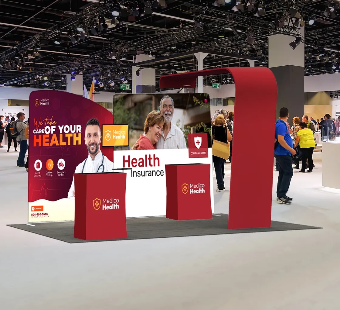 20ft Inline Trade Show Booth - Full Graphic Wall Setup 7