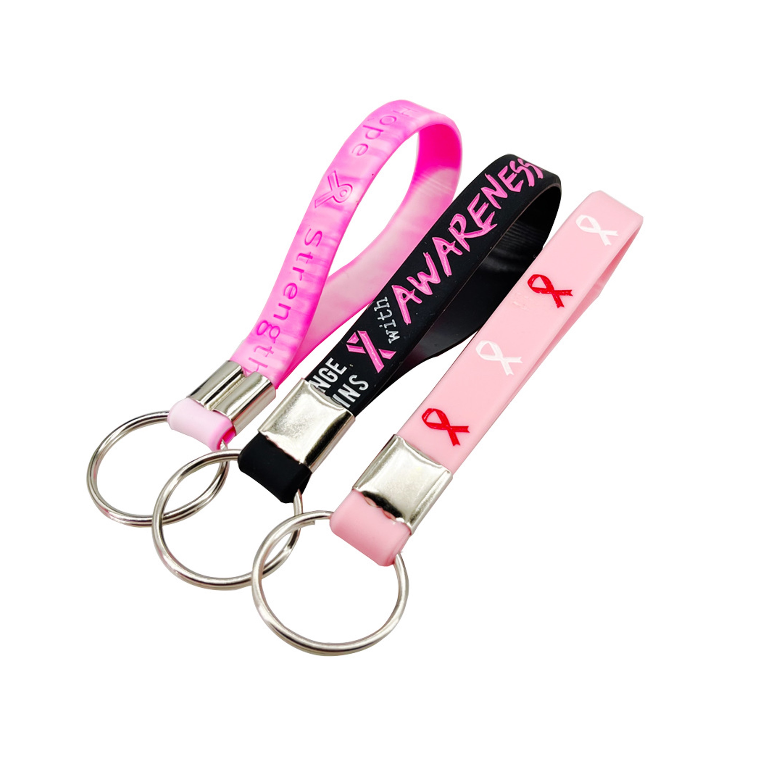 Pink Ribbon Silicone Keychain 2