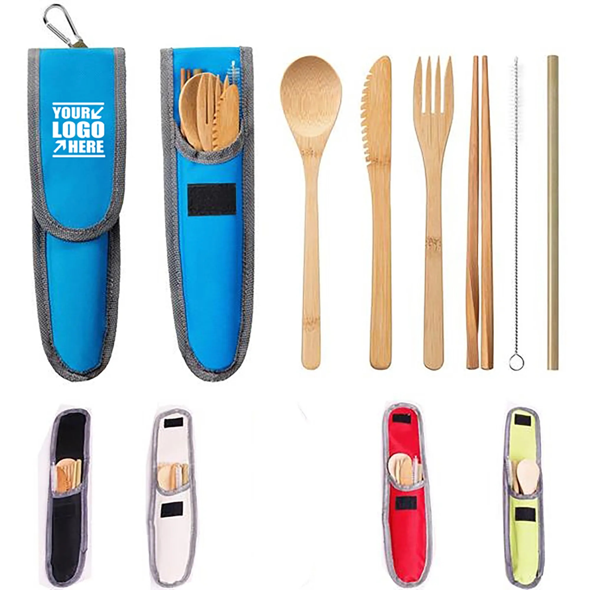 6 in 1 Bamboo Utensils Knits With Pouch 3