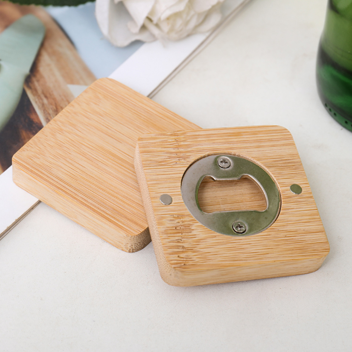 Magnetic Wooden Bottle Opener Custom Laser Engravable 2