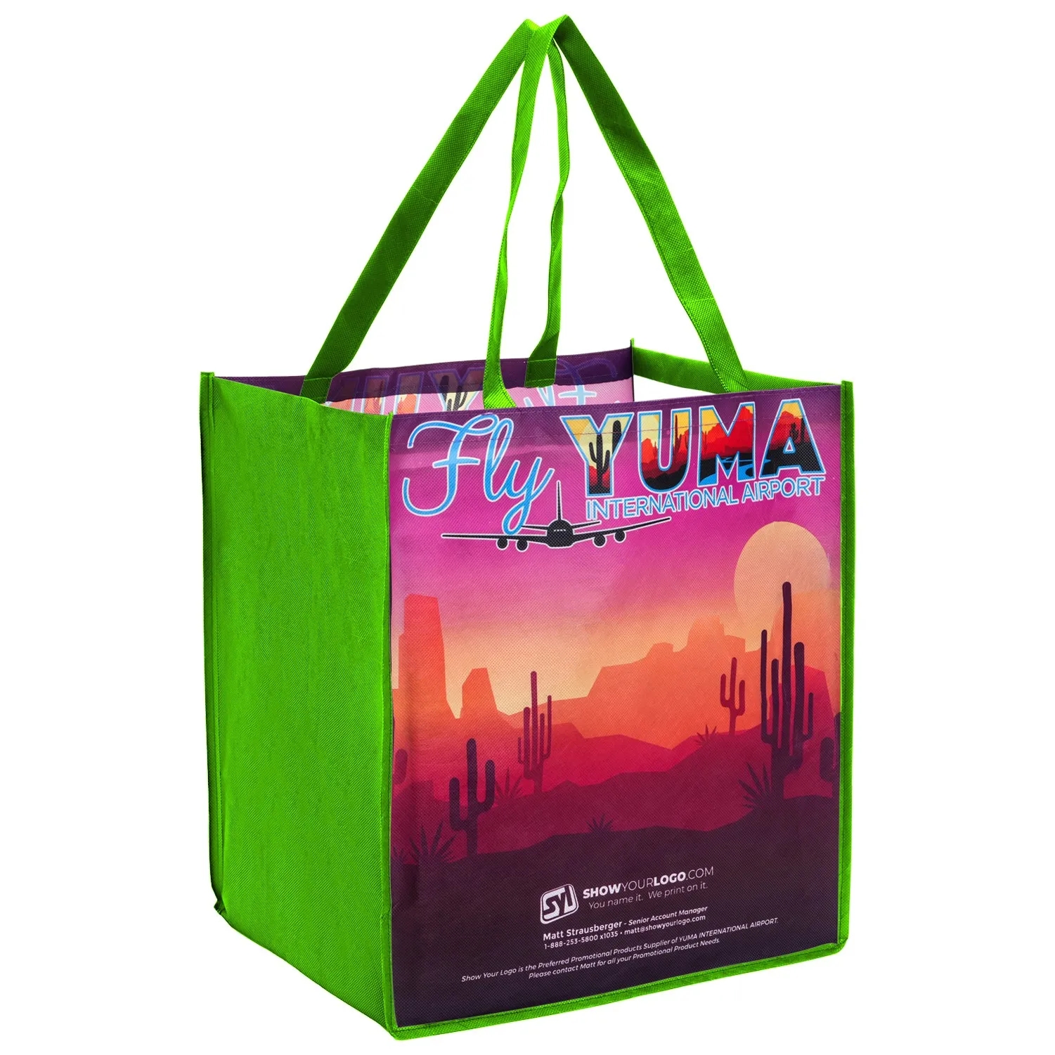Sublimated PET Non-Woven Grocery Tote Bag w/ Gusset 6