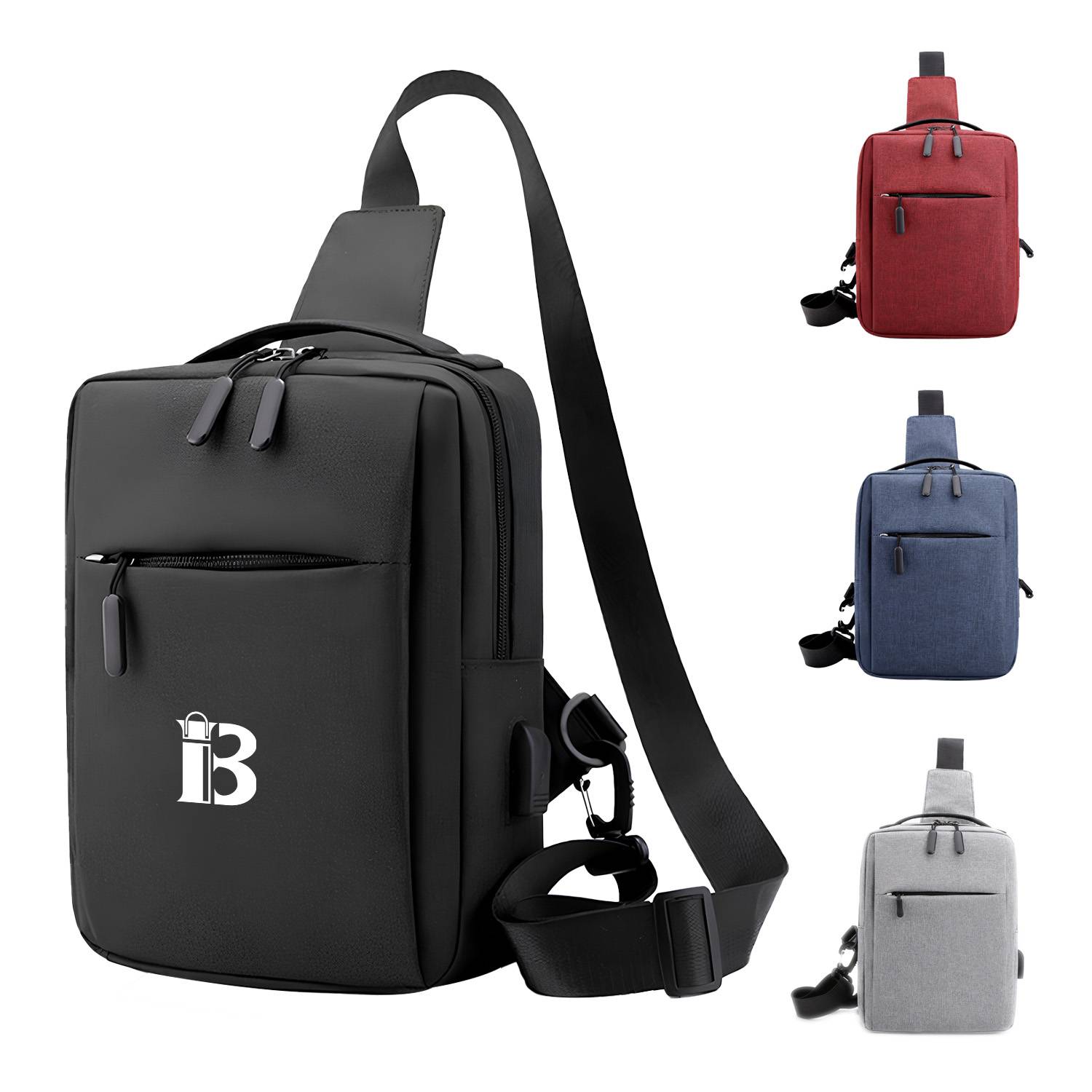Oxford Waterproof Crossbody Bag With USB Charging Port 5