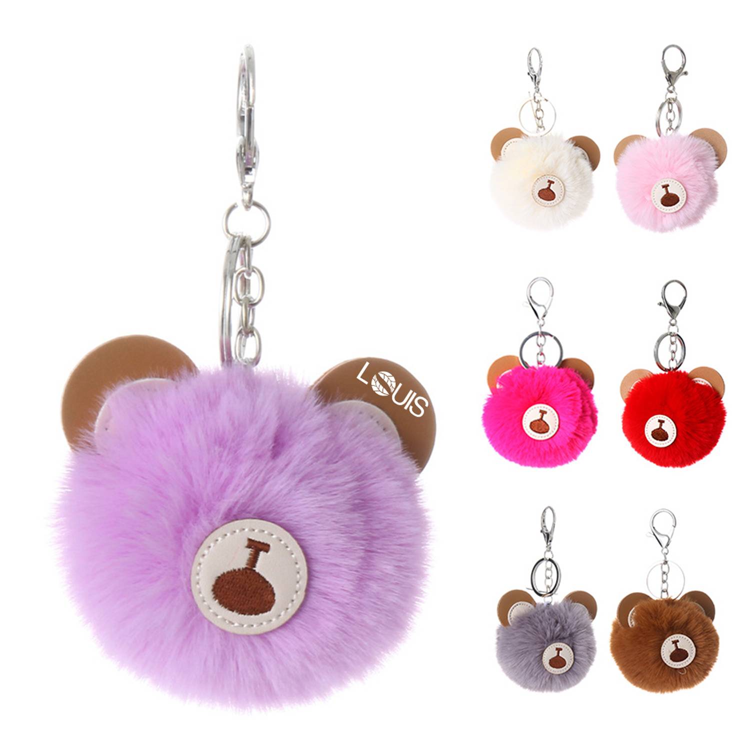 Fuzzy Bear Charm Keychain 3