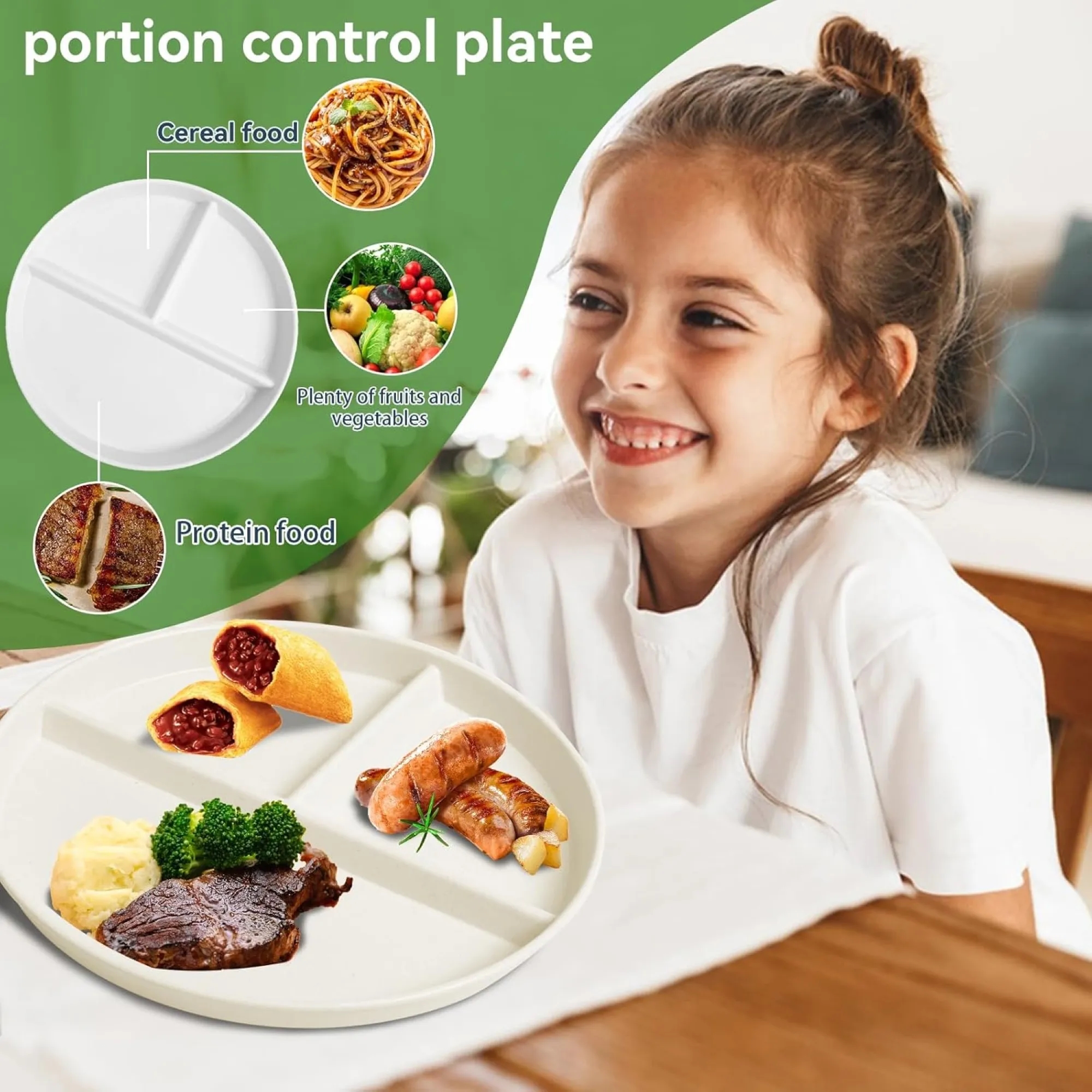 Three Compartment Fat Reduction Anti Fall Food Plate 2