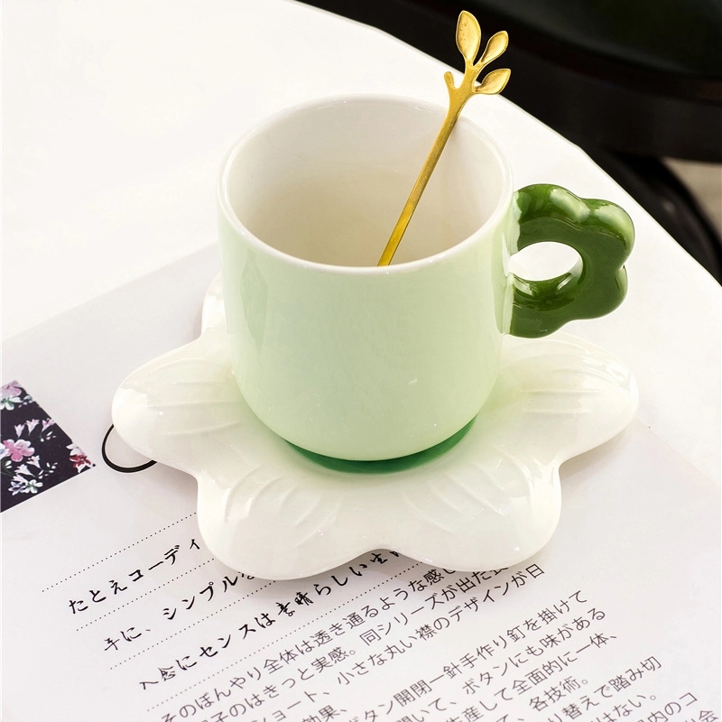 Custom 8 oz Ceramic Coffee Mug Saucer Set 6