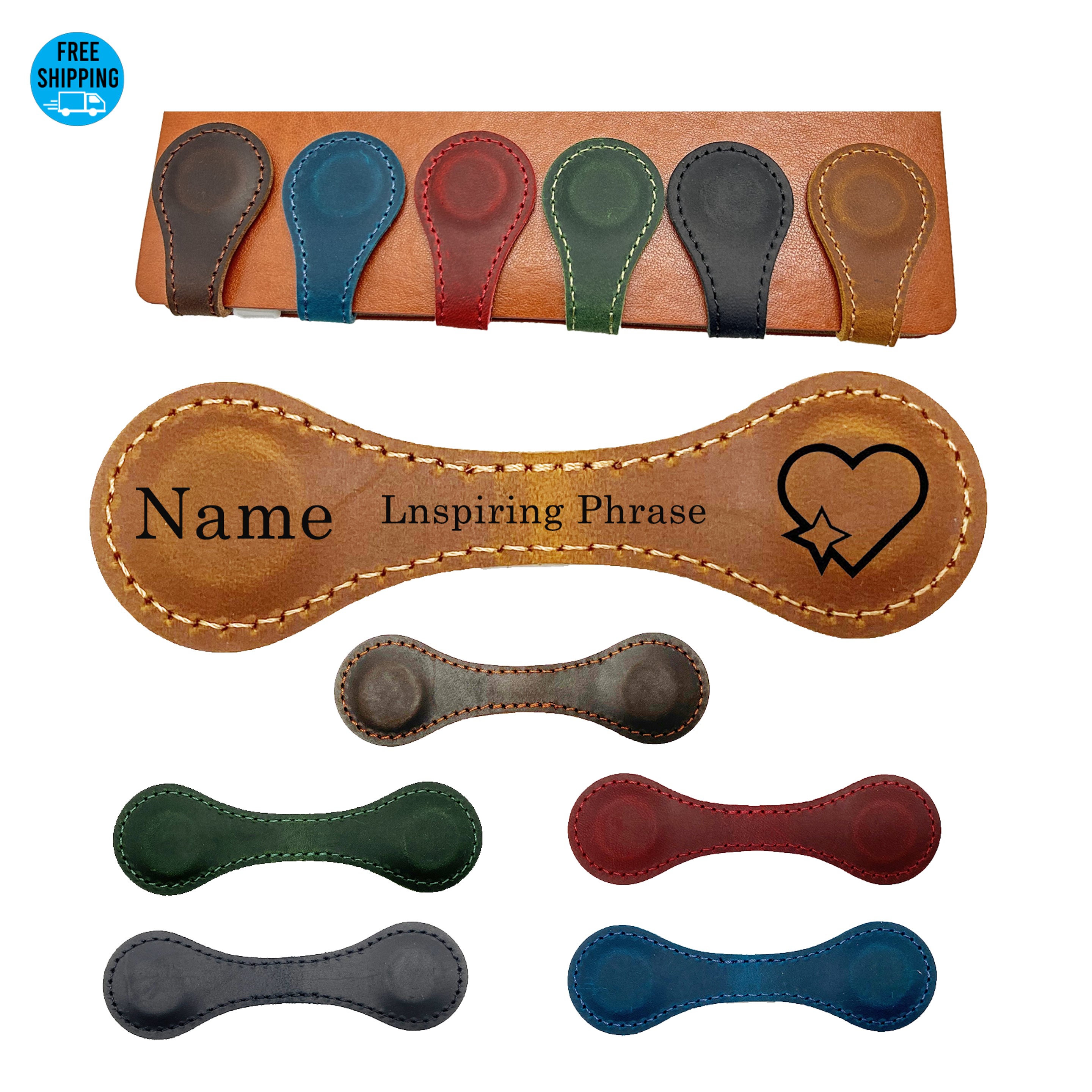 Engraved Magnetic Genuine Leather Bookmarks 7