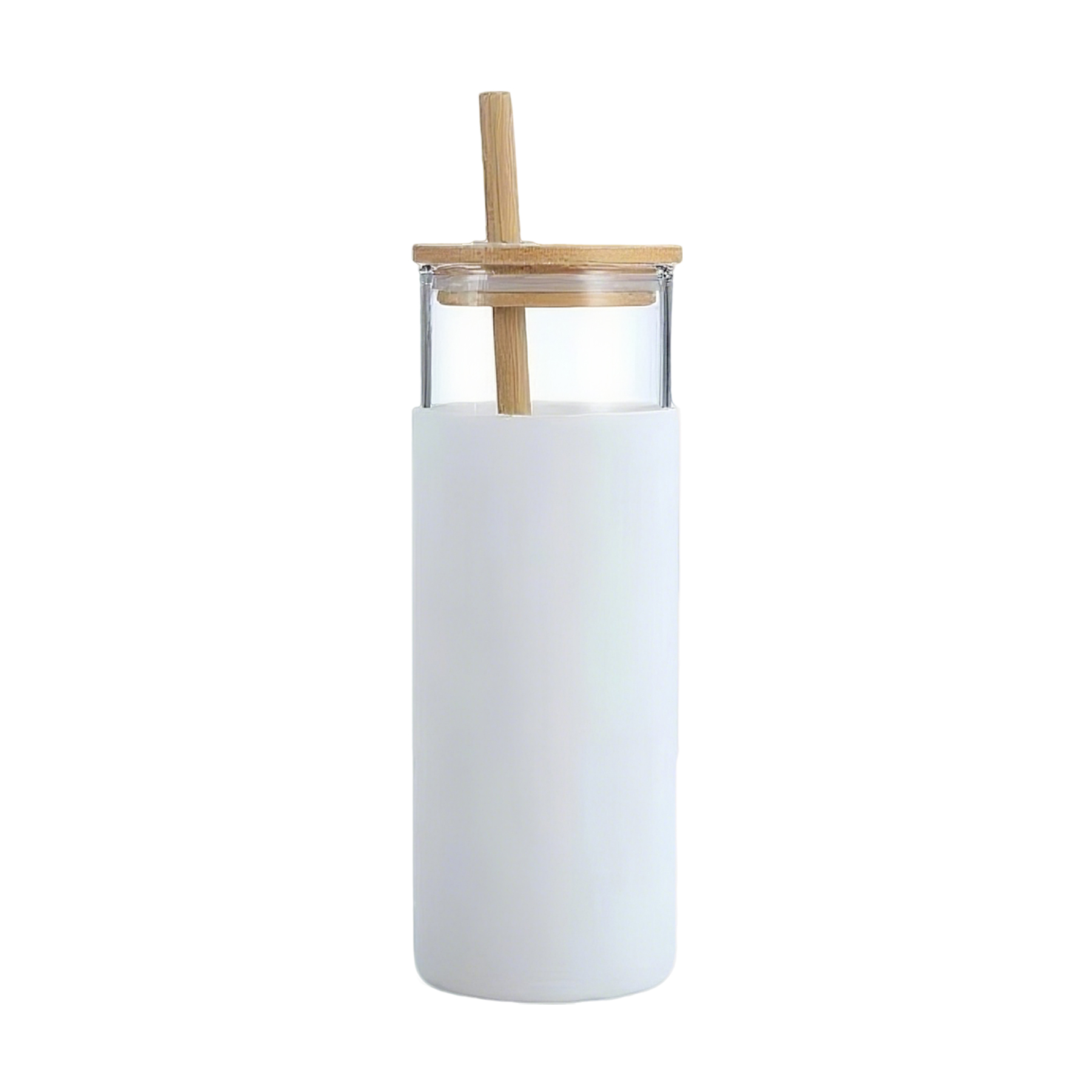16oz Glass Tumbler With Bamboo Lid & Straw 2