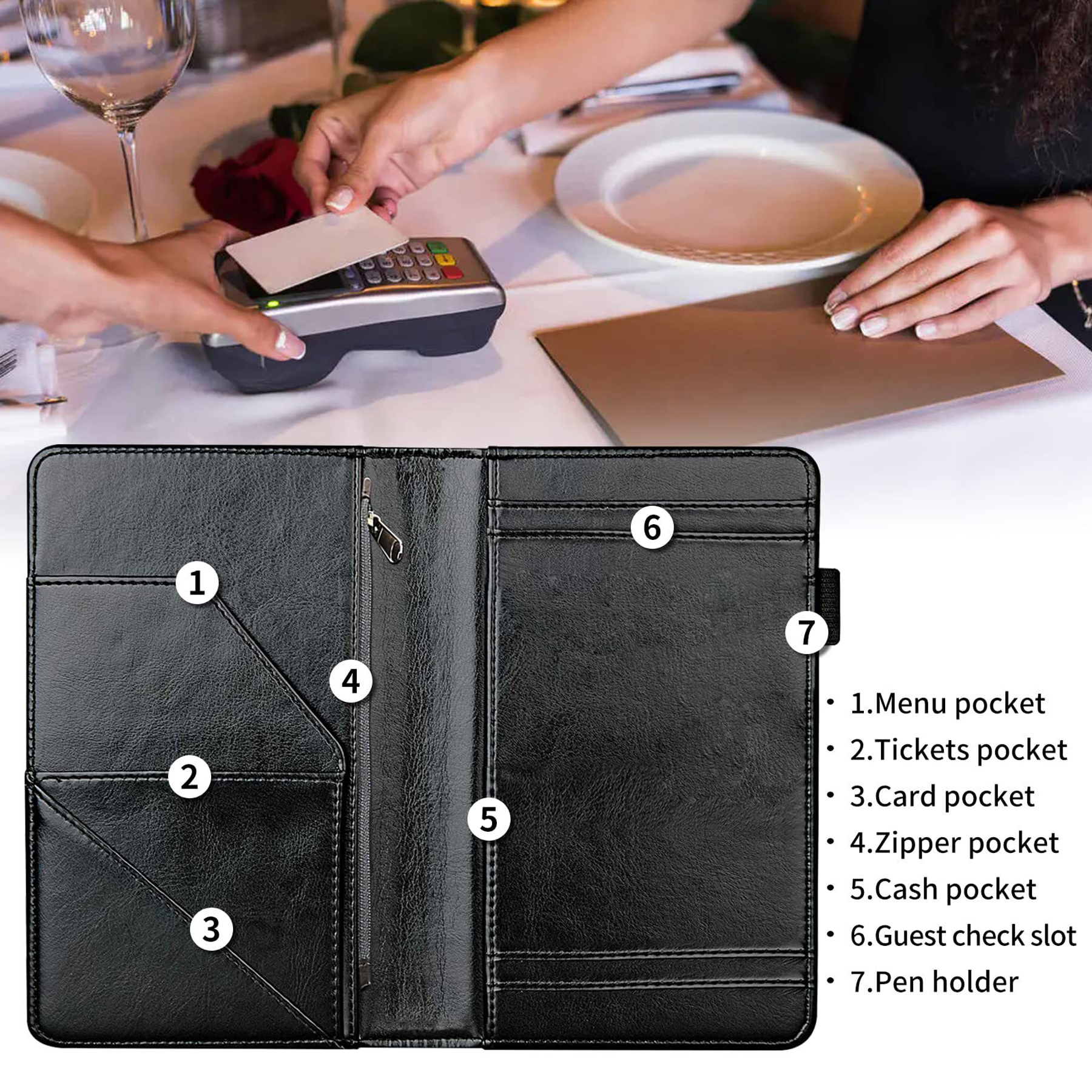 Server Book Holder with Zipper Pocket 7
