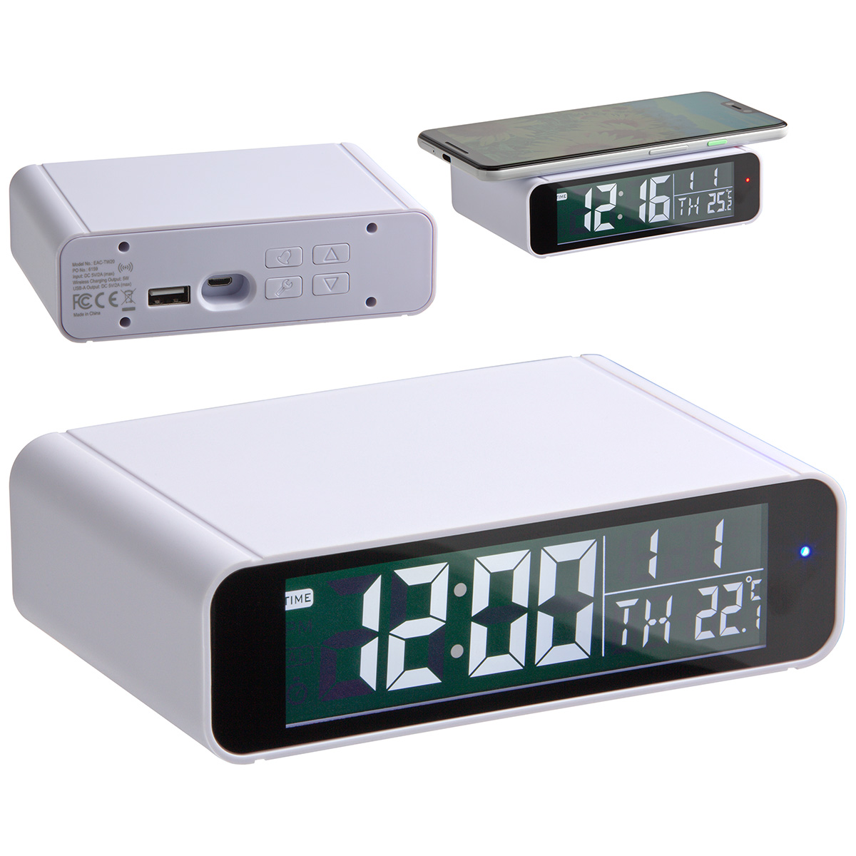 Twilight Digital Alarm Clock with 5W Wireless Charger 5
