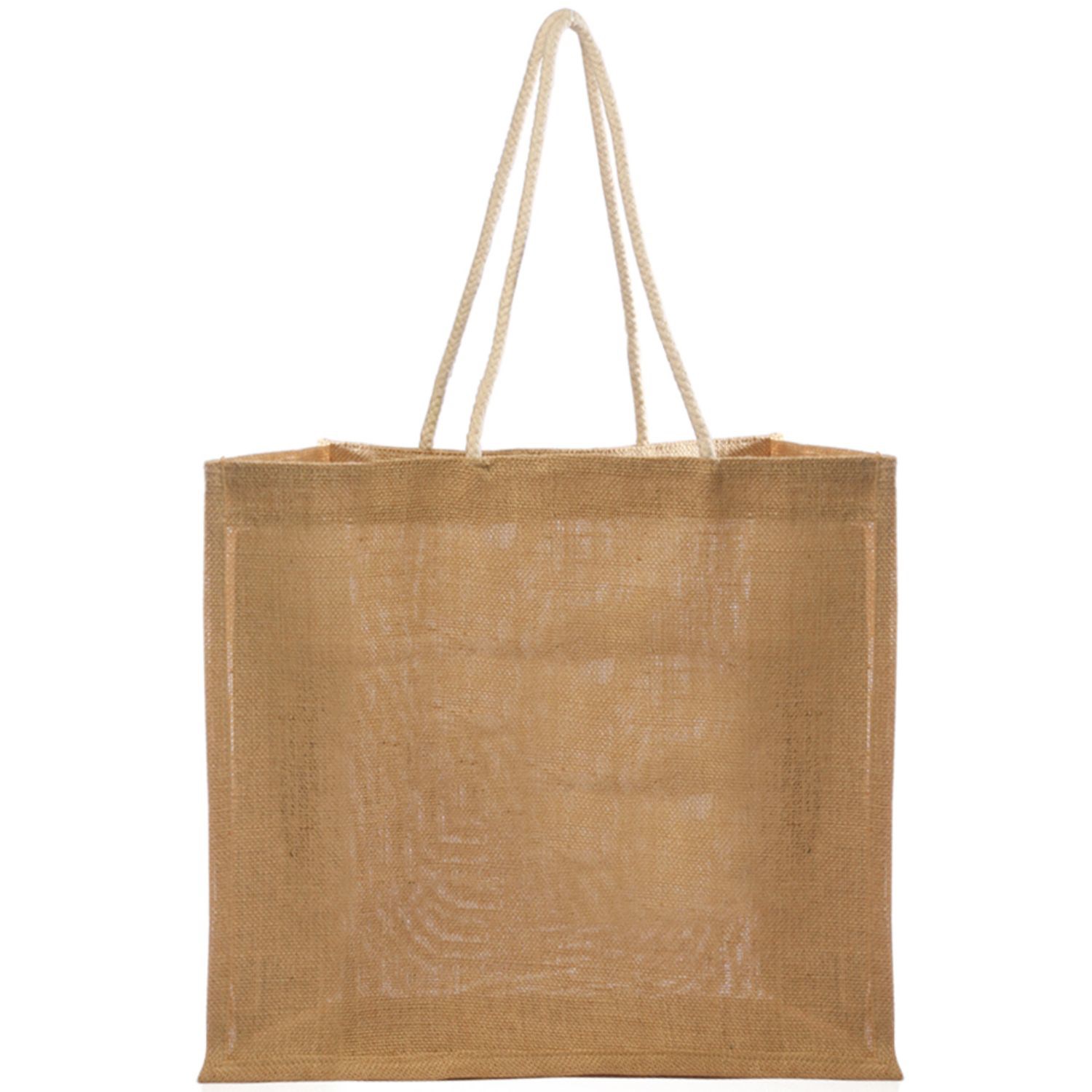 Recyclable Natural Shopping Jute Bag & Rope Handle W/ Gusset (15" x 14" x 6") 1