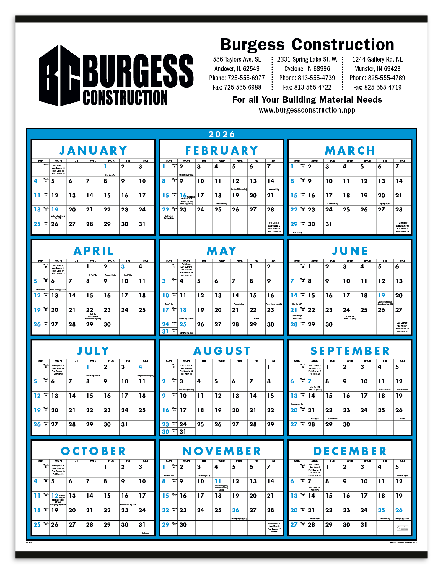 Triumph® Calendars Span-A-Year Non-Laminated Calendar 7