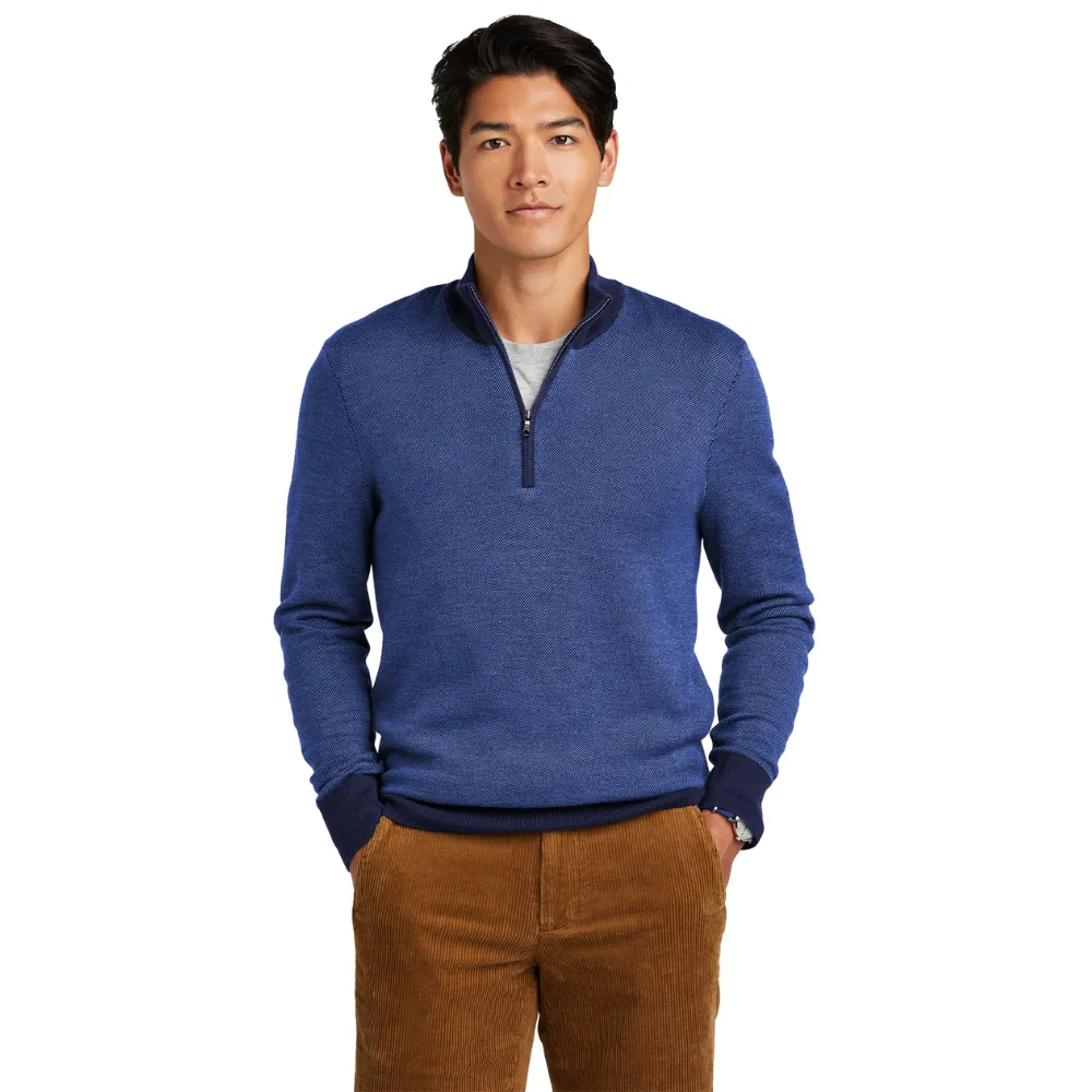 Brooks Brothers (R) Washable Merino Birdseye 1/4-Zip Sweater 6
