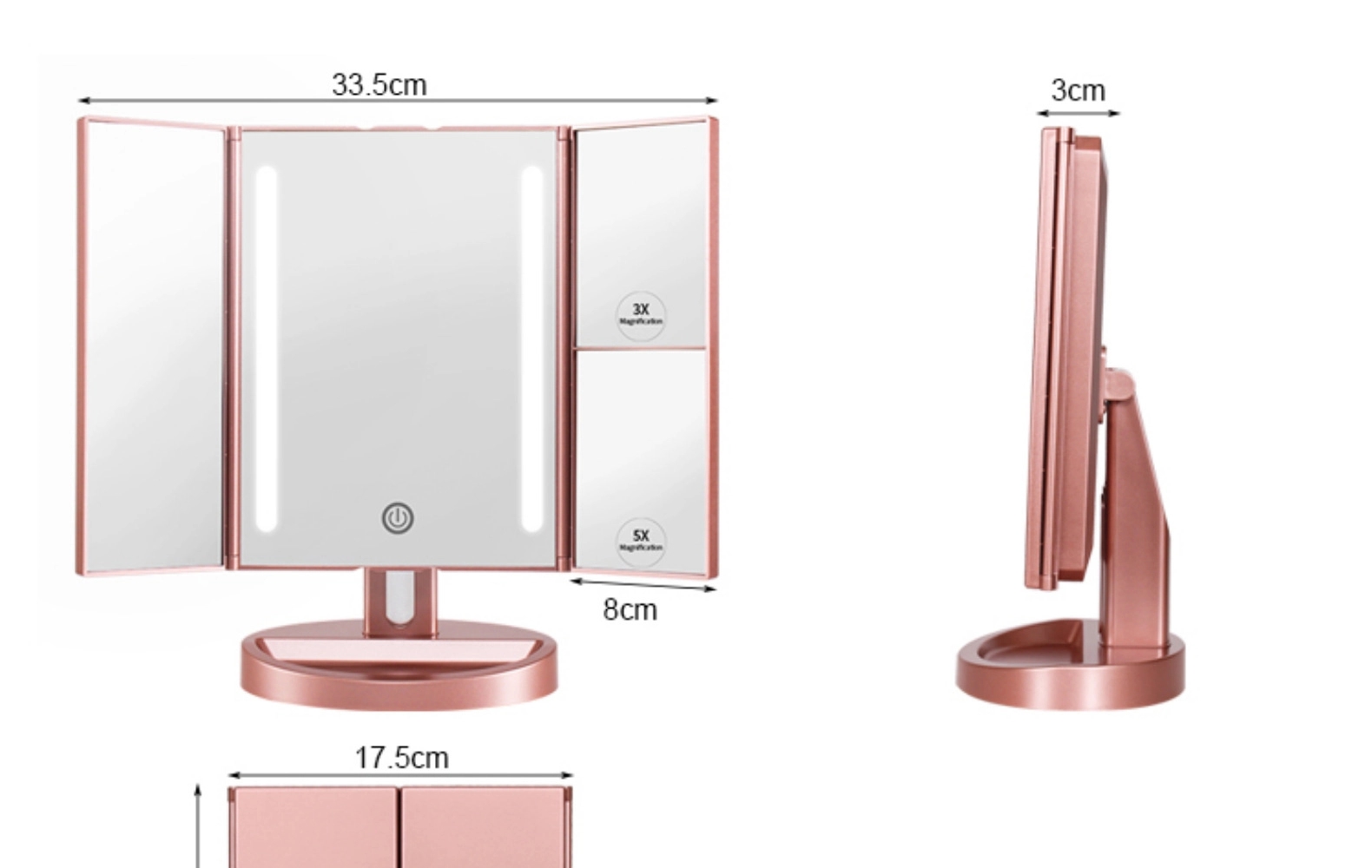 Tri-Fold Lighted Vanity Mirror 15
