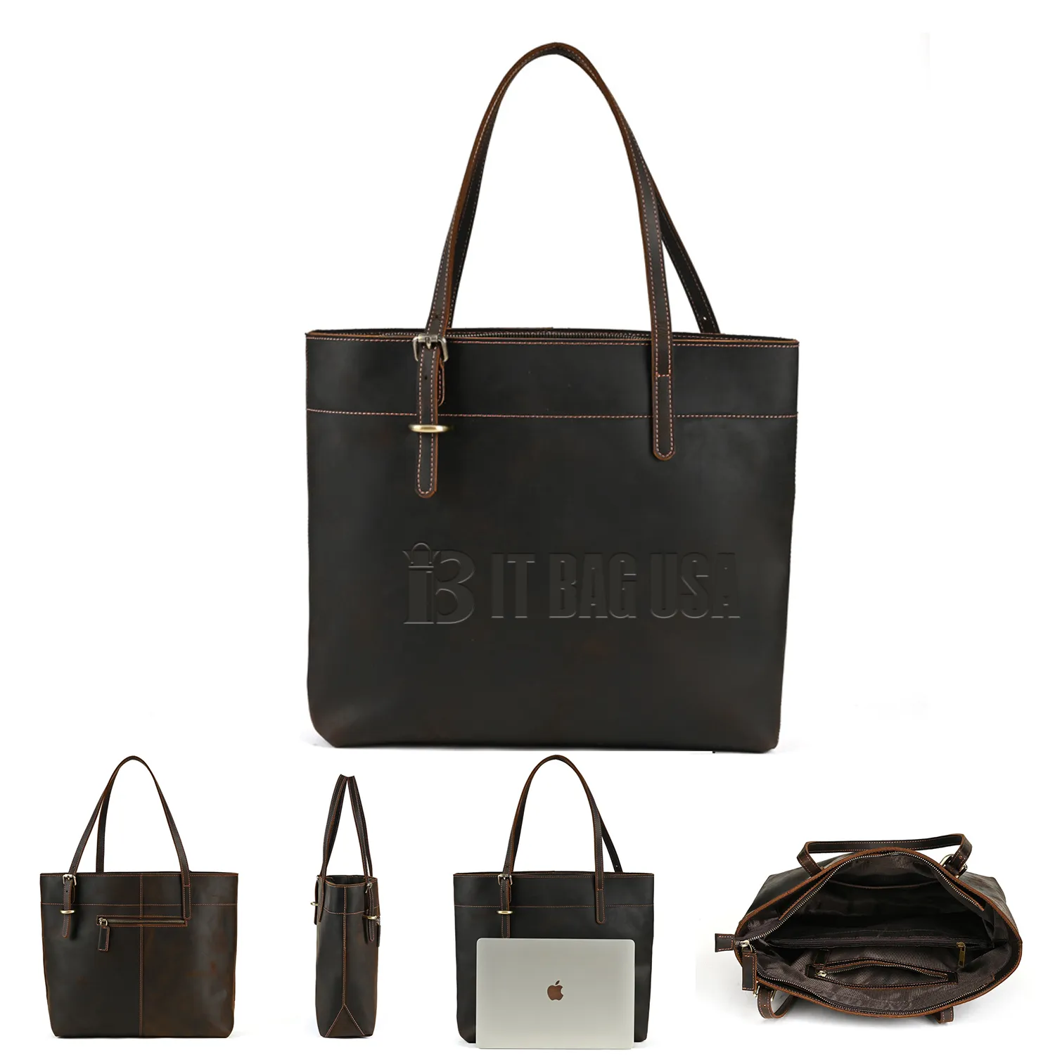 Crazy Horse Leather Men'S Portable Briefcase 2