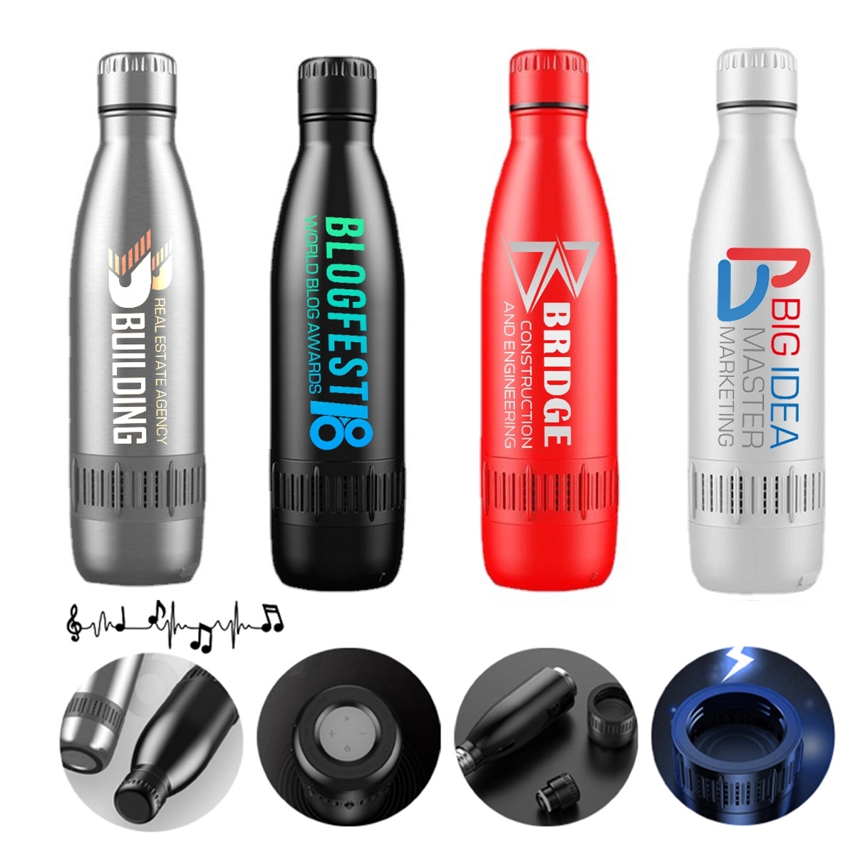 17 oz Rechargeable Wireless Smart Water Bottle with Speaker 3