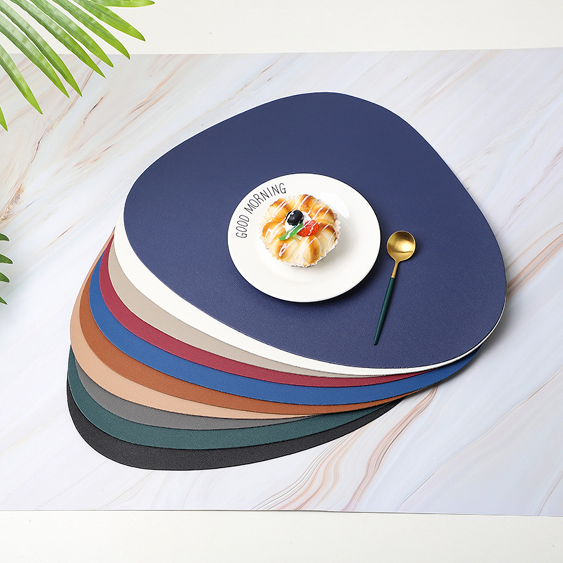 Round Leather Placemats Insulation Coffee Mats 4