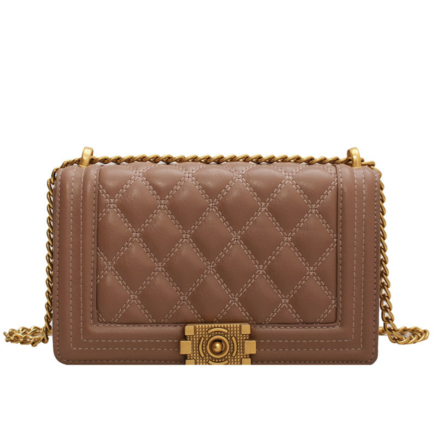 Trendy Chain PU Leather Quilted Crossbody Bag 7