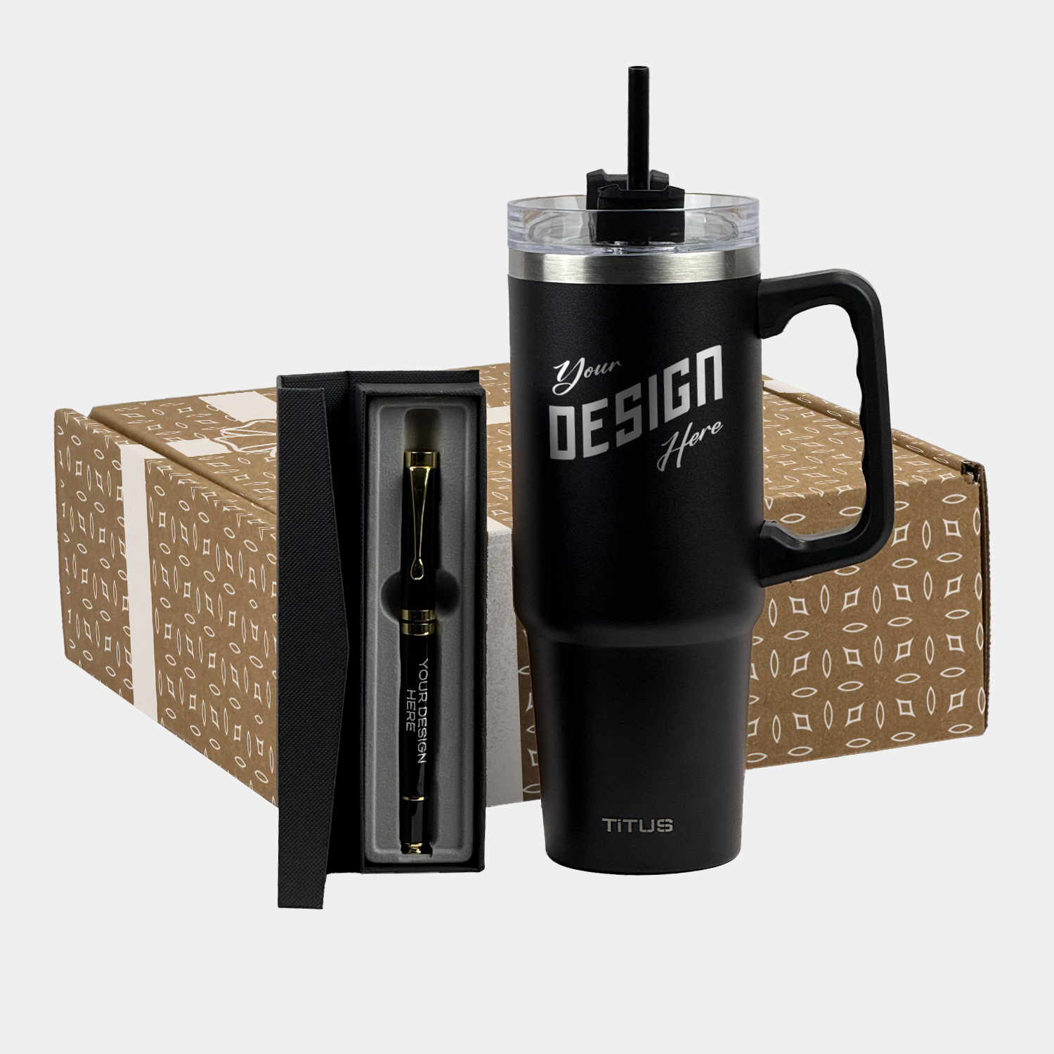 TiTUS® Insulated Travel Mug & Chrome Trim Pen Gift Set 2