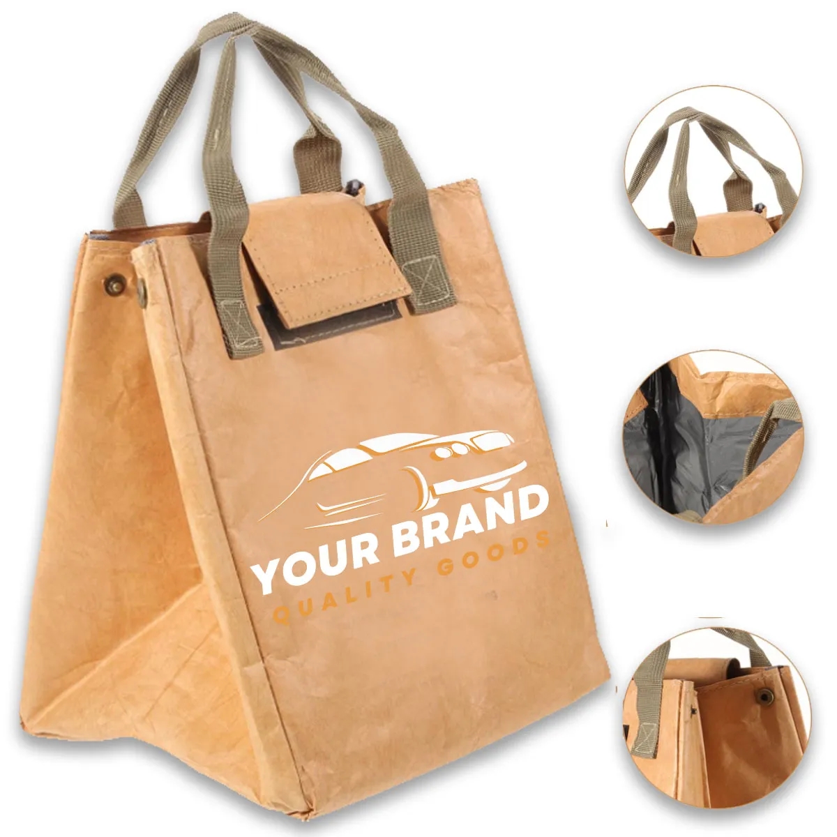 4 Pack Reusable Washable Kraft Paper Insulated Lunch Bag 3