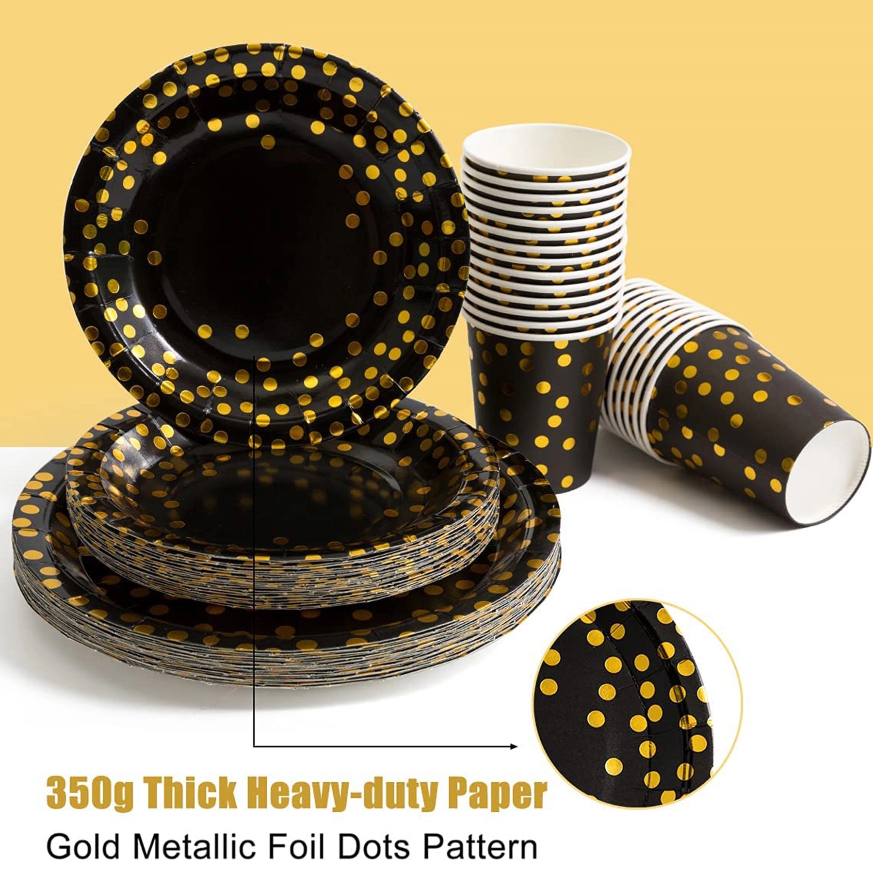 80 Pieces Black and Gold Party Supplies 6