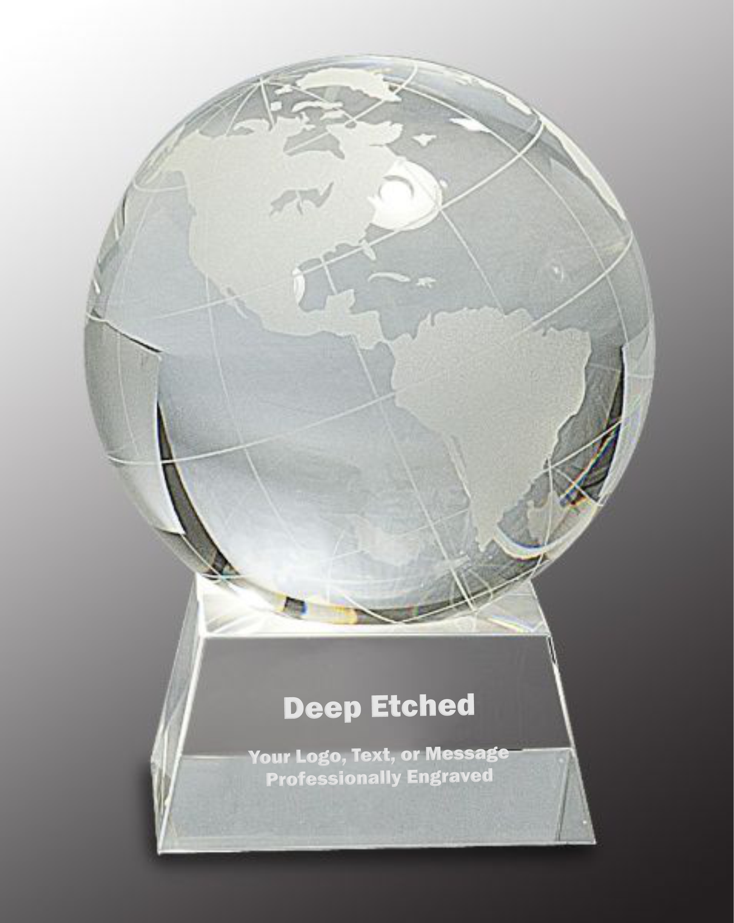 5 1/2" Crystal Globe Award on Clear Base