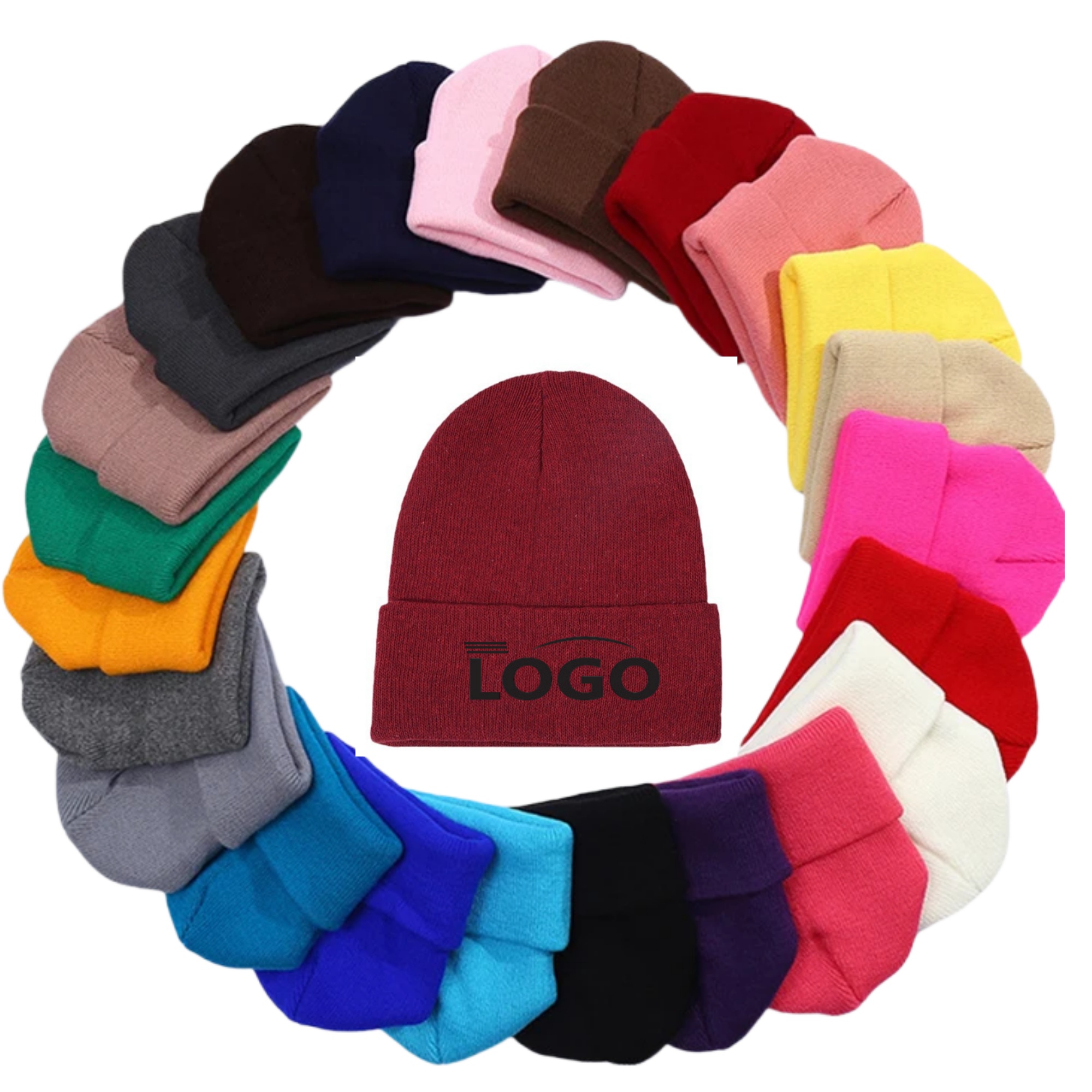 Custom Knit Beanie Hat Unisex Solid 2