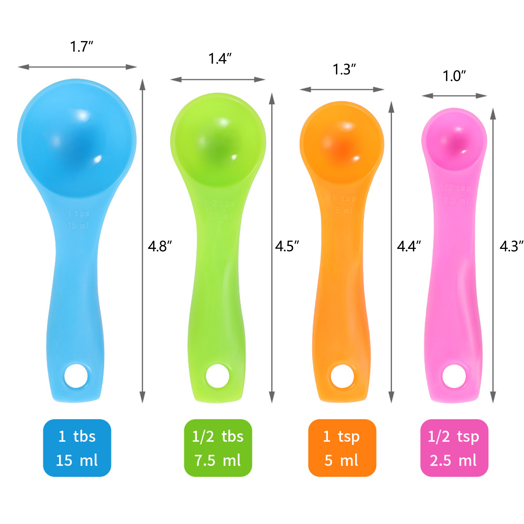 Colorful Measuring Spoons 4-Piece Set 4