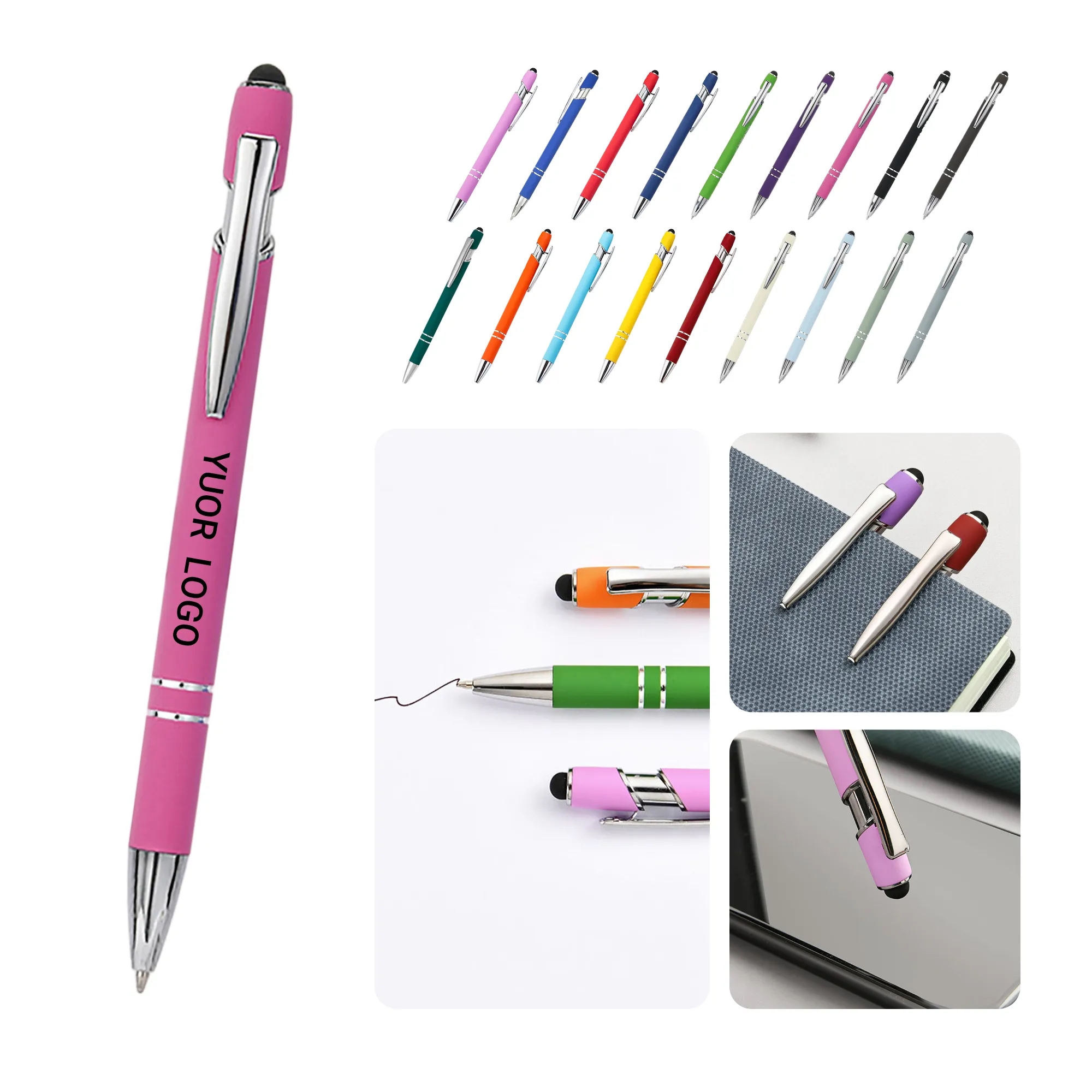 Colorful Metal Click Pen with Stylus and Twist Cap 18