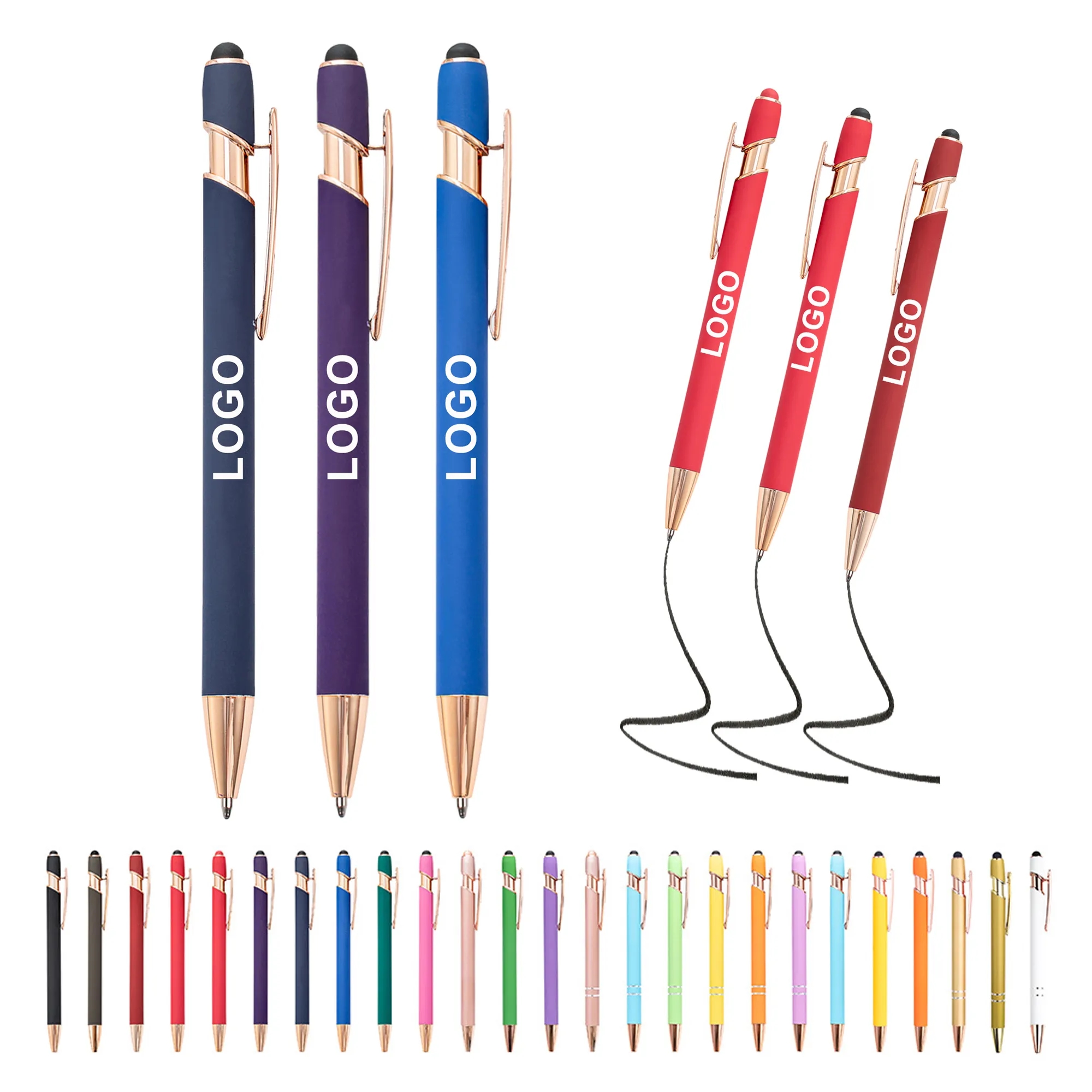 Soft Touch Rose Gold Trim Metal Pens 7