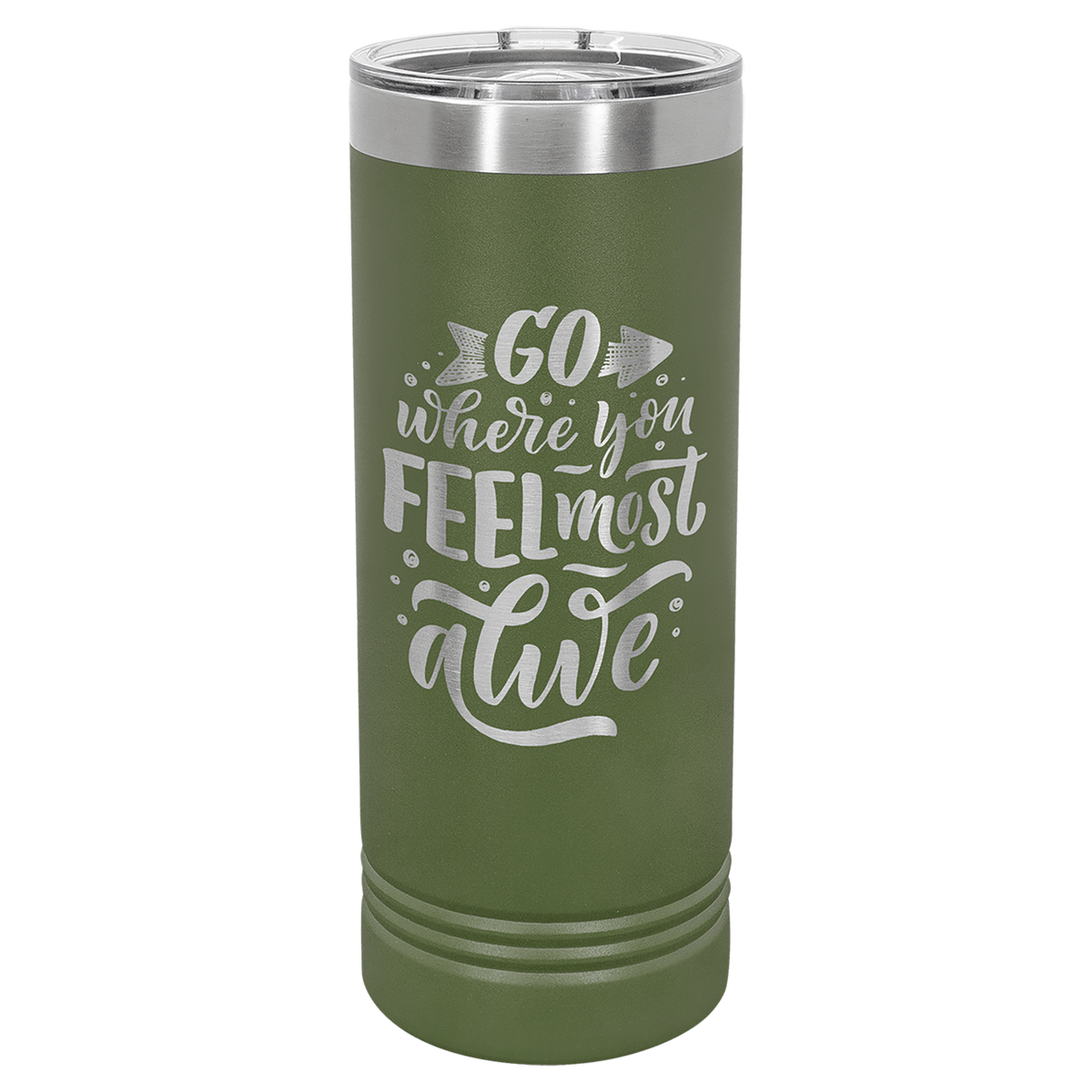 Polar Camel 22 oz. Olive Green Skinny Tumbler with Slider Lid 3