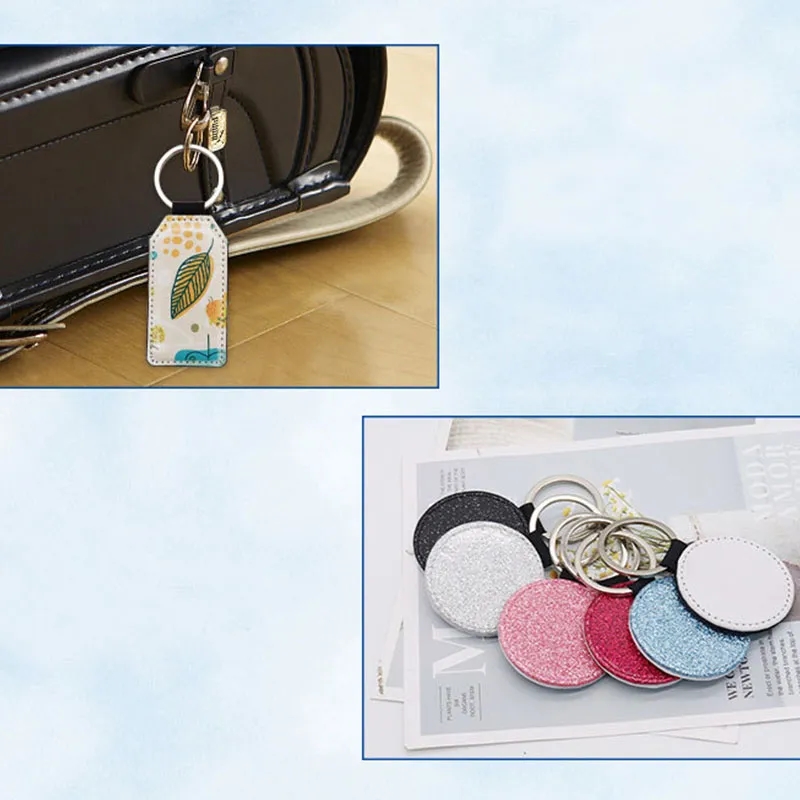 PU Leather Round Keychain 3
