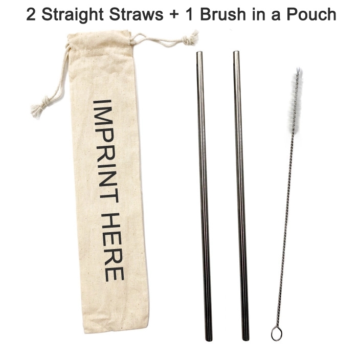 Stainless Steel Drinking Straw Kit in Custom Pouch 2