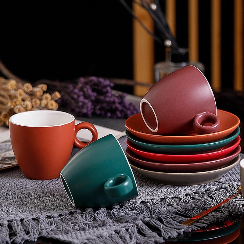 6 oz. Cups with Saucer for Latte Coffee 10