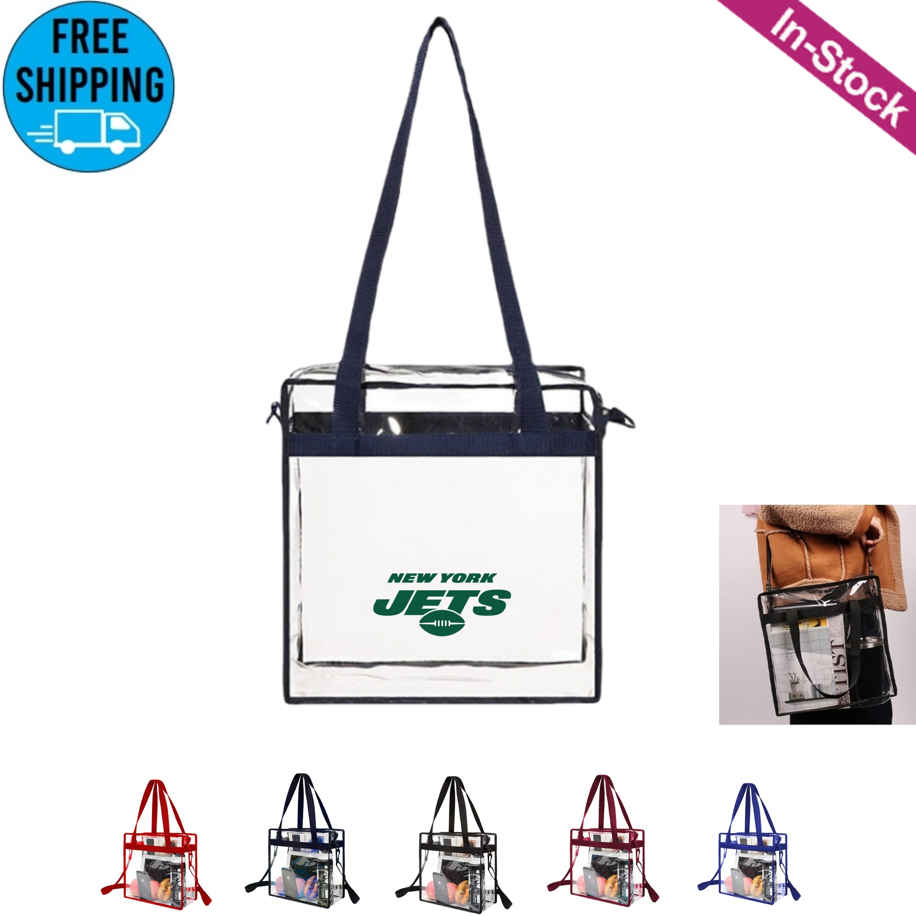 Stadium Approved Clear Tote Bag Crossbody Messenger Shoulder Bag with Adjustable Strap 3