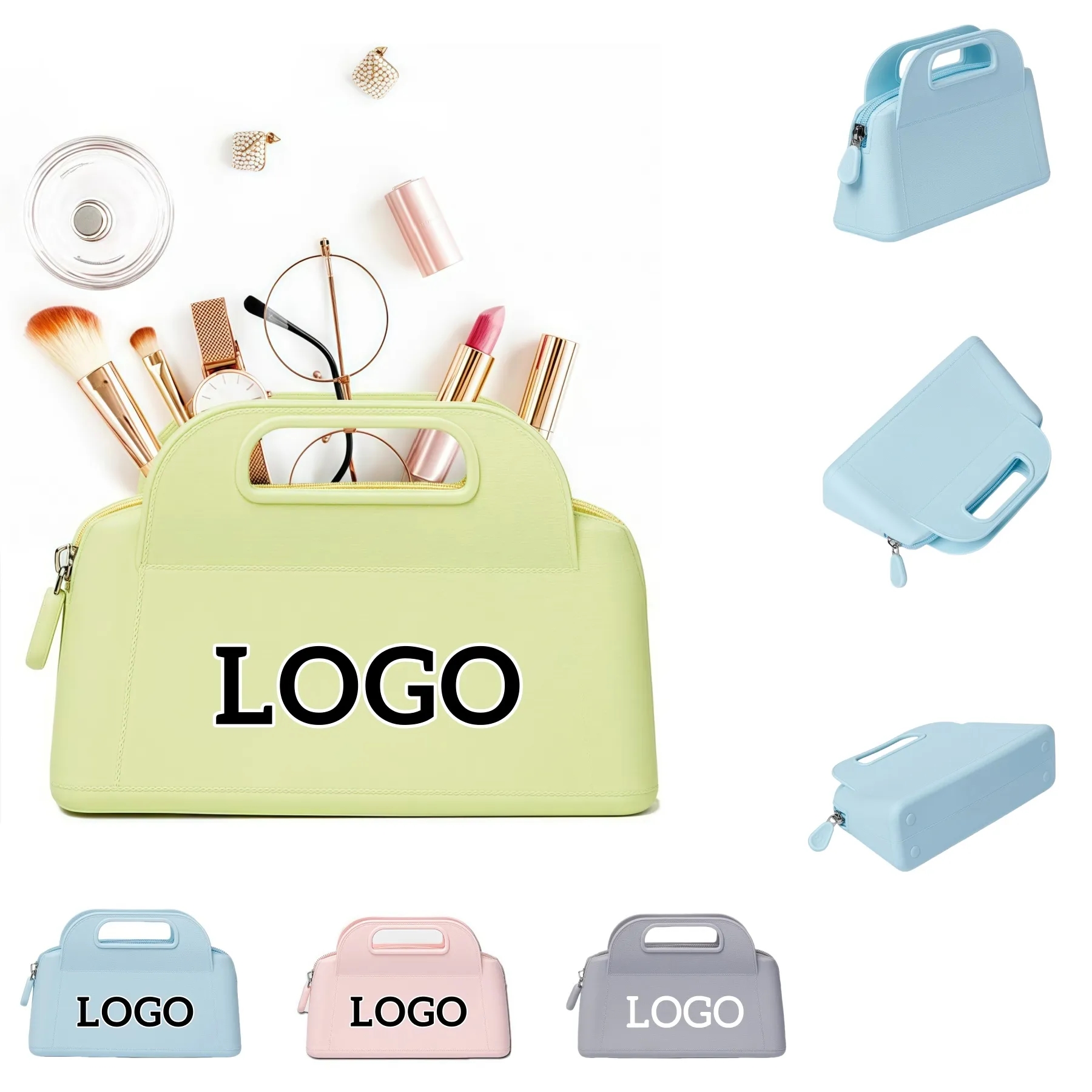 Compact Silicone Makeup Bag with Handle 11