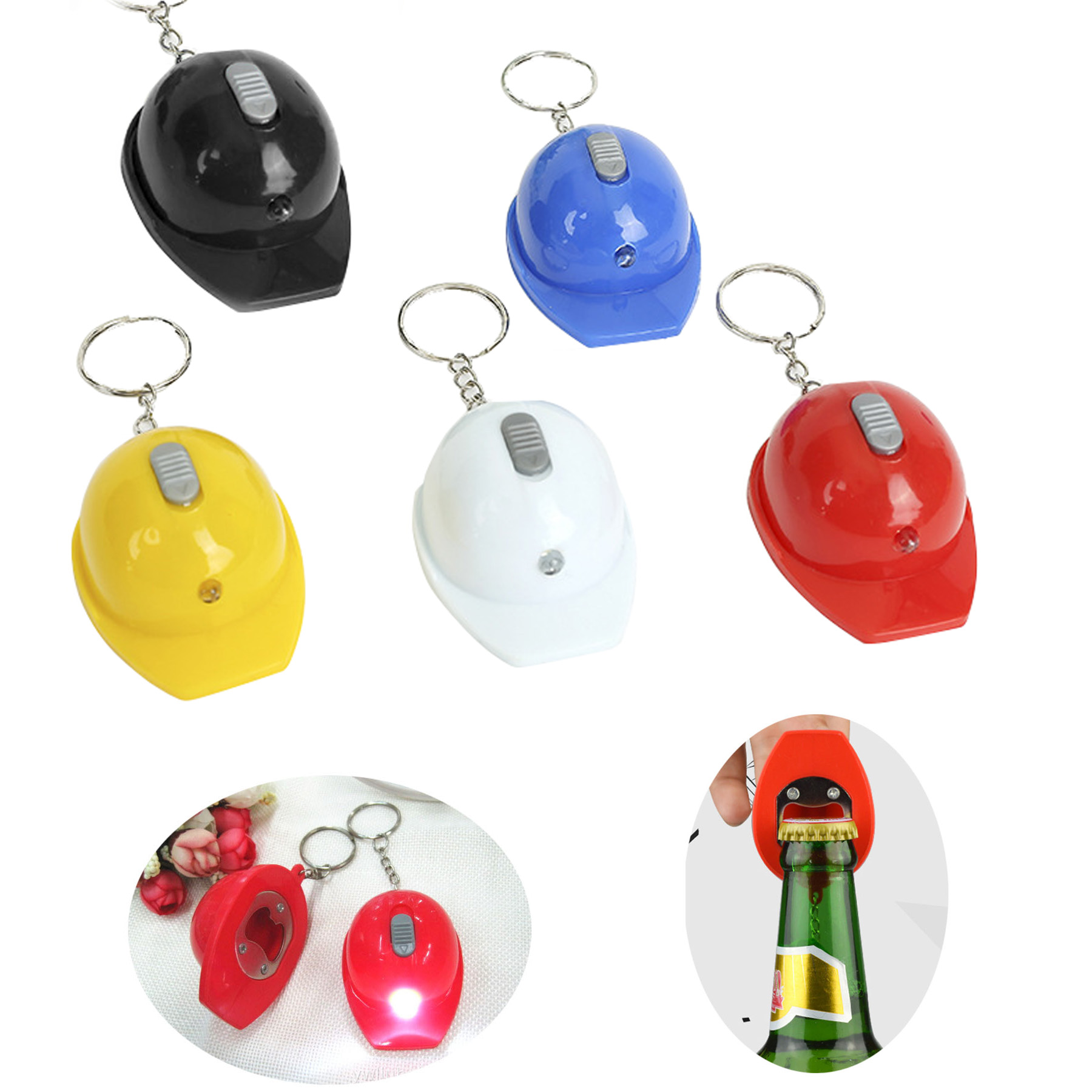 Helmet Flashlight Bottle Opener With Keychain 1