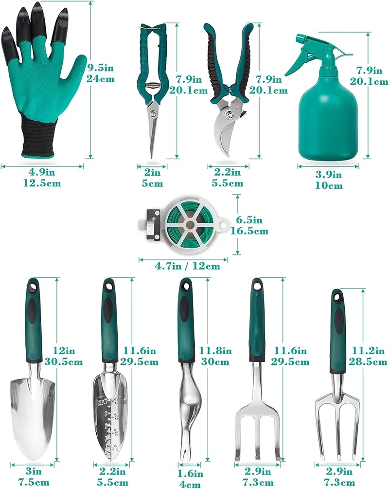 11 Piece Aluminum Alloy Hand Tool Starter Kit with Garden Ba 3