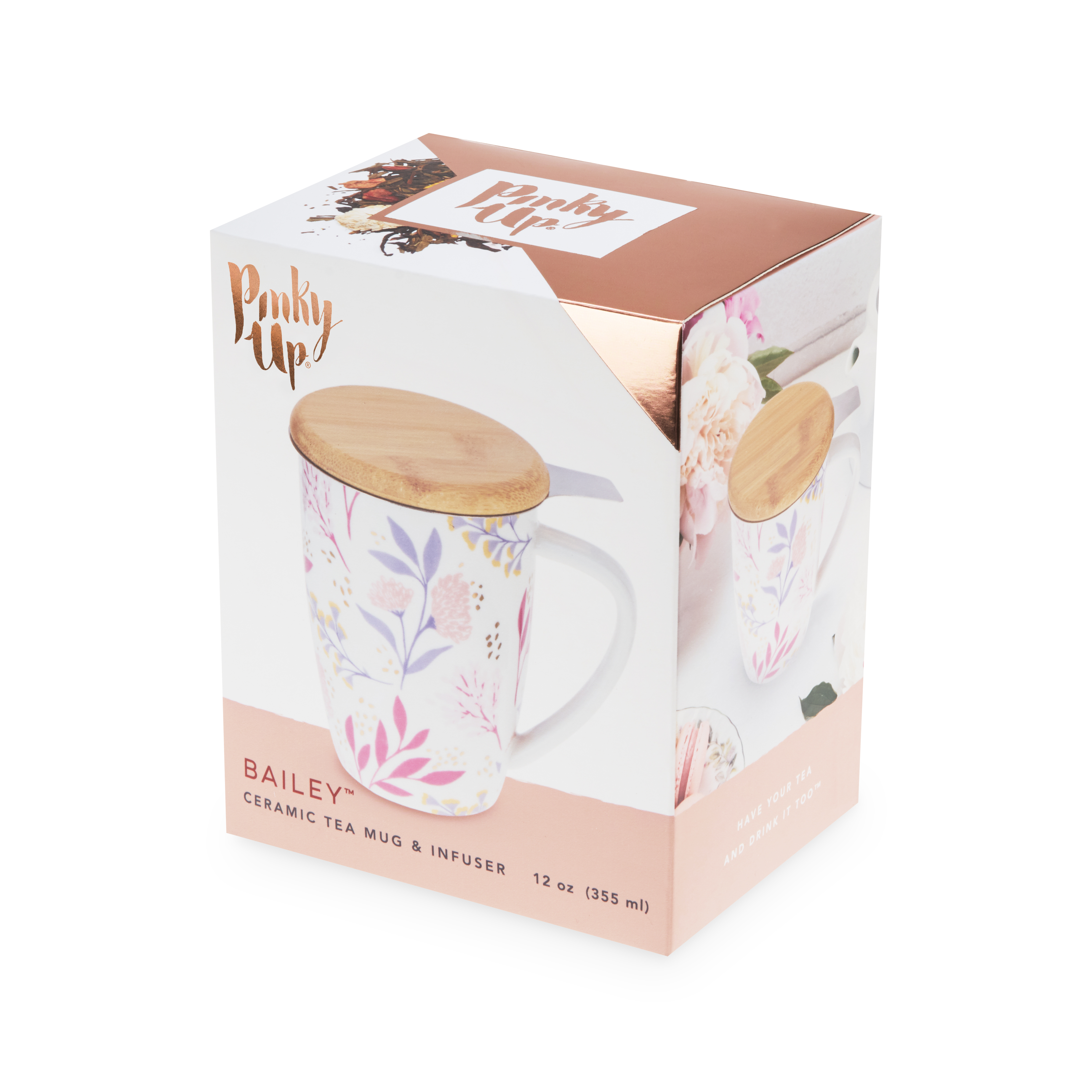 Pinky Up® Bailey™ Ceramic Tea Mug & Infuser 8