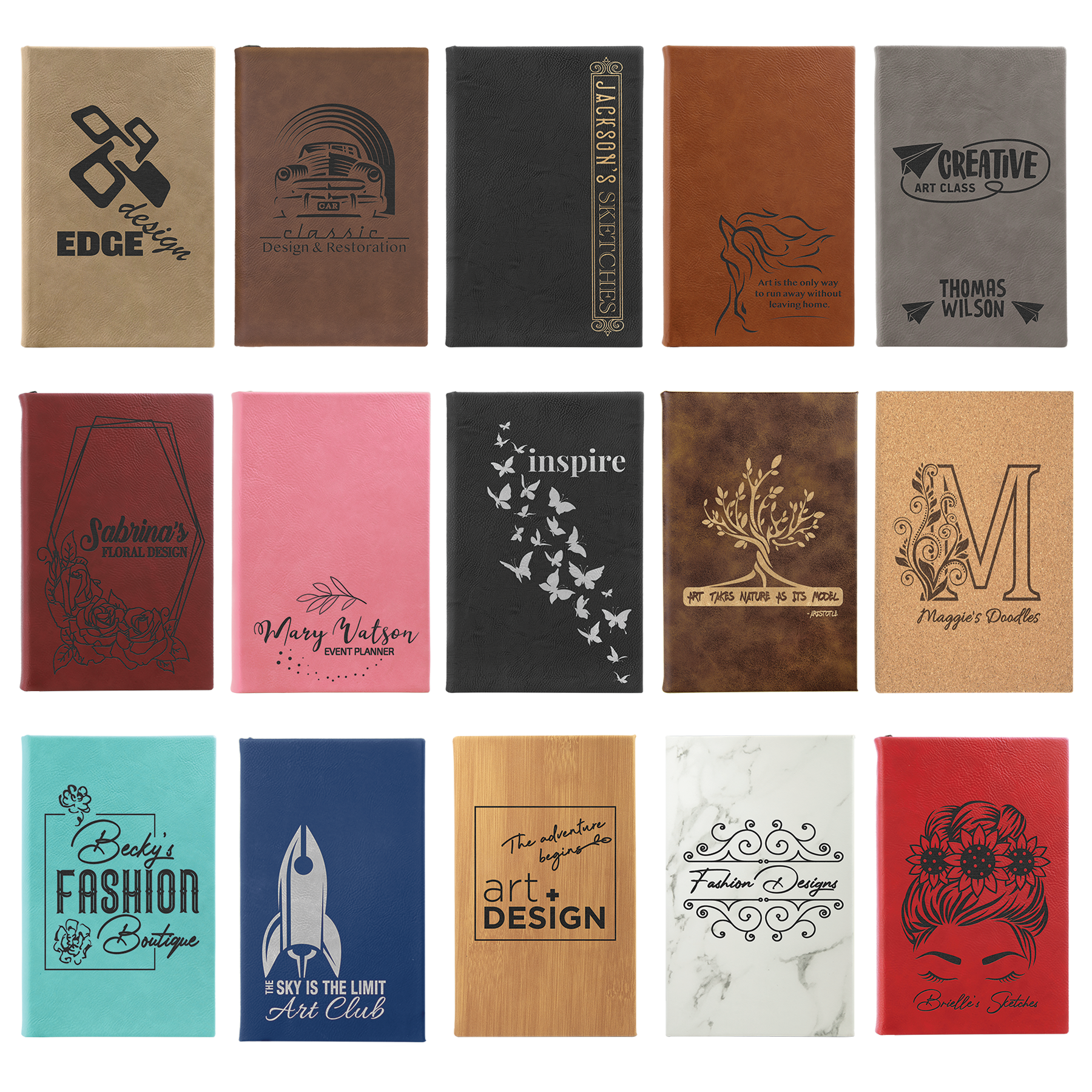 5 1/4" x 8 1/4" Light Brown Leatherette Sketch Book-Unlined Paper 2